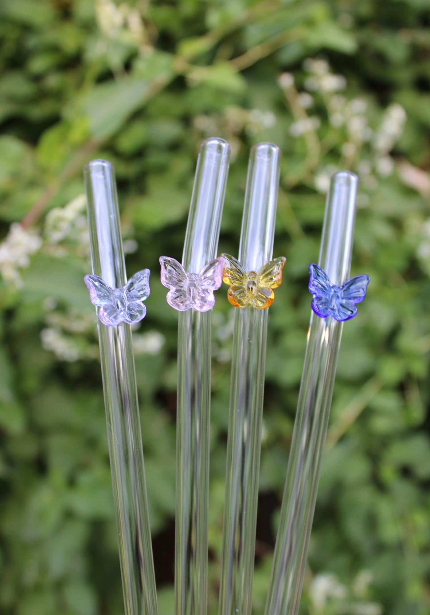 Butterfly Clear Glass Straws - Reusable, And Dishwasher Safe