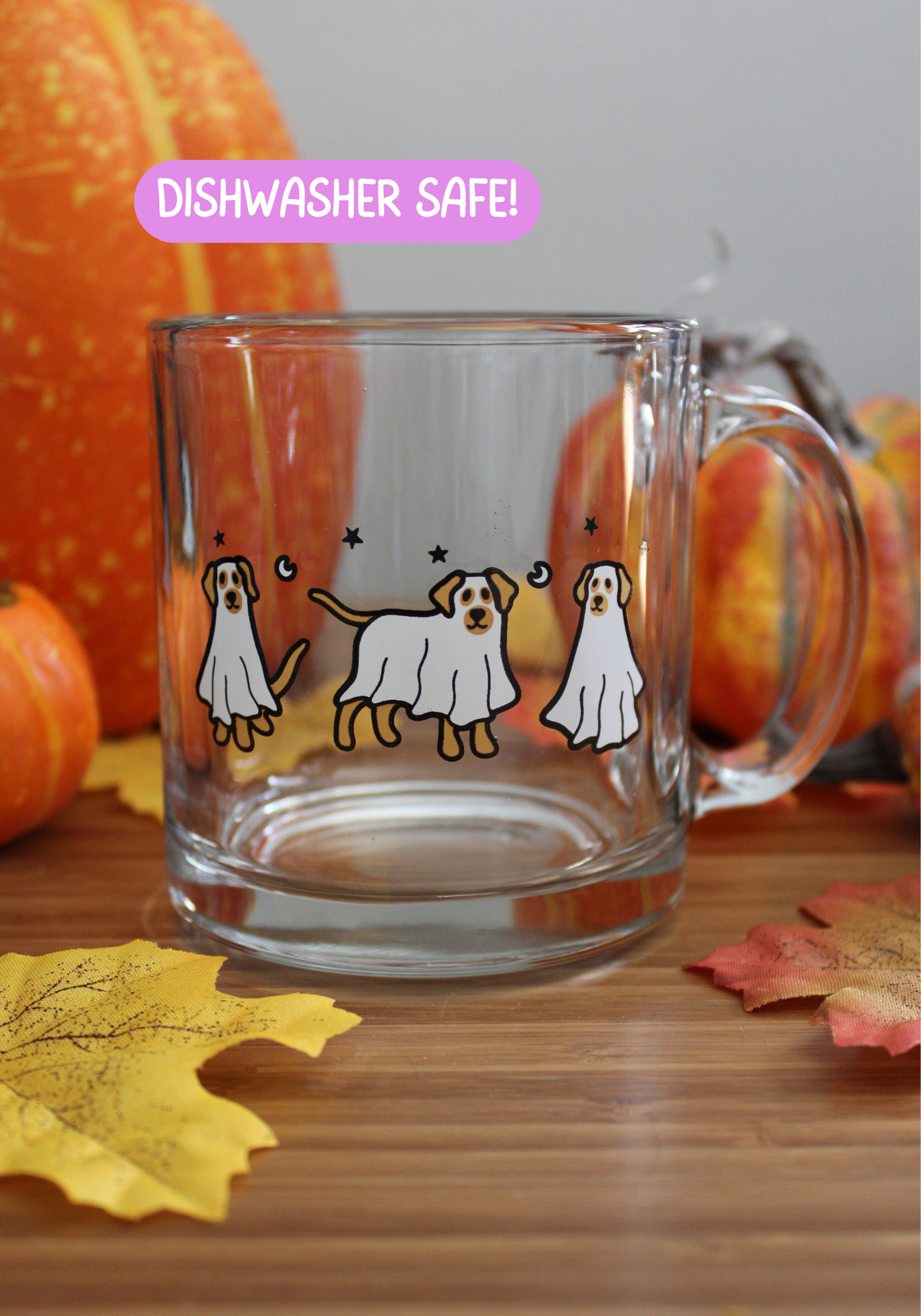 Clear Ghost Mug 16 Oz. Glass Mug Halloween Glass Coffee Mug 