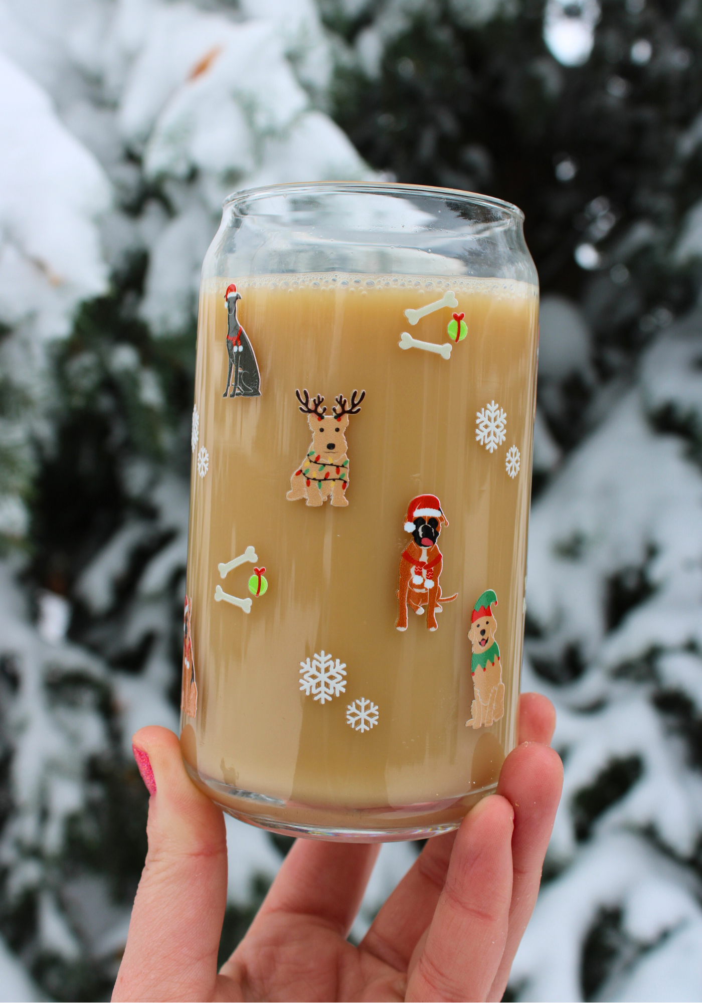 Holiday Pups Glass Can