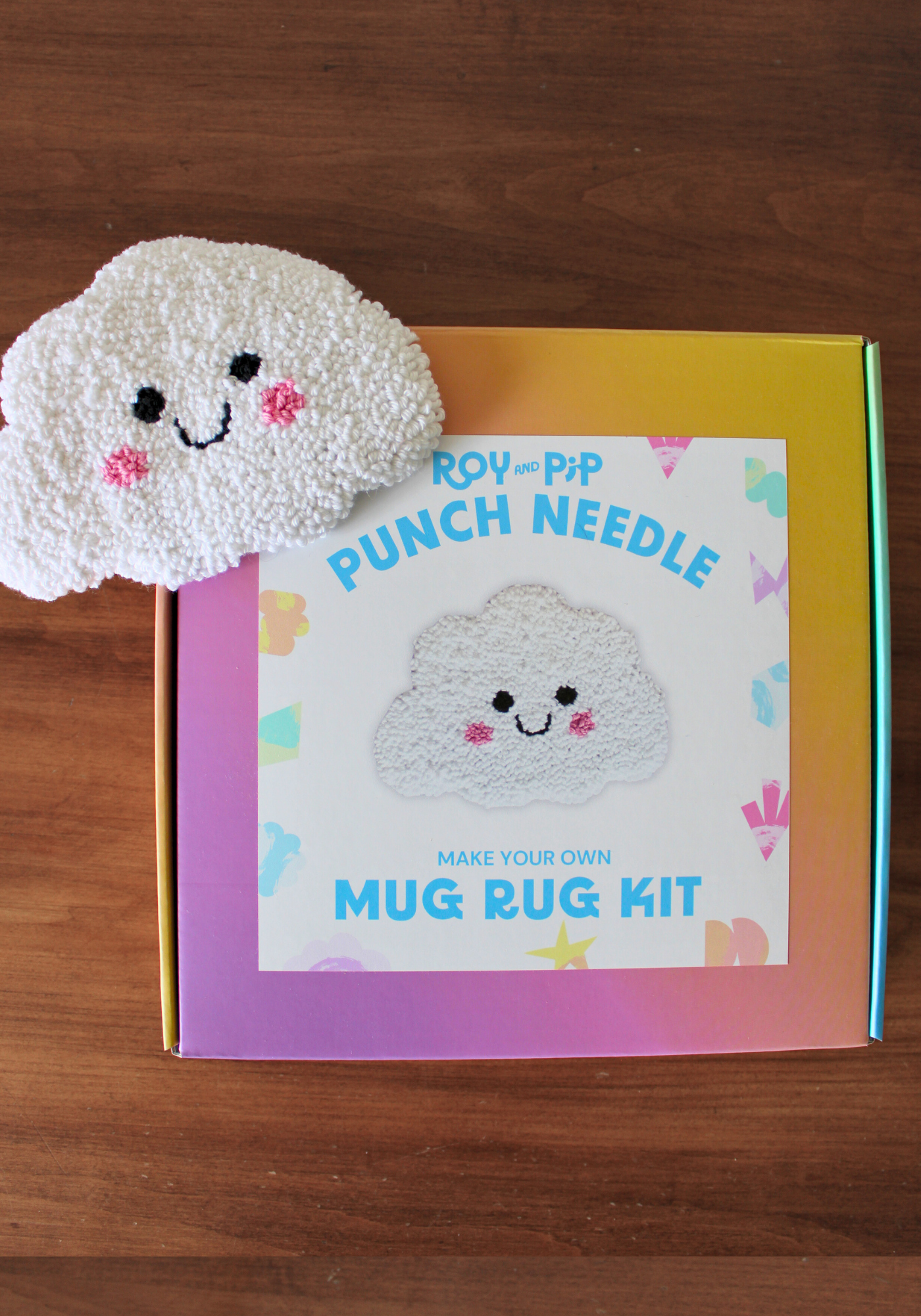Happy Little Cloud Mug Rug Punch Needle Kit