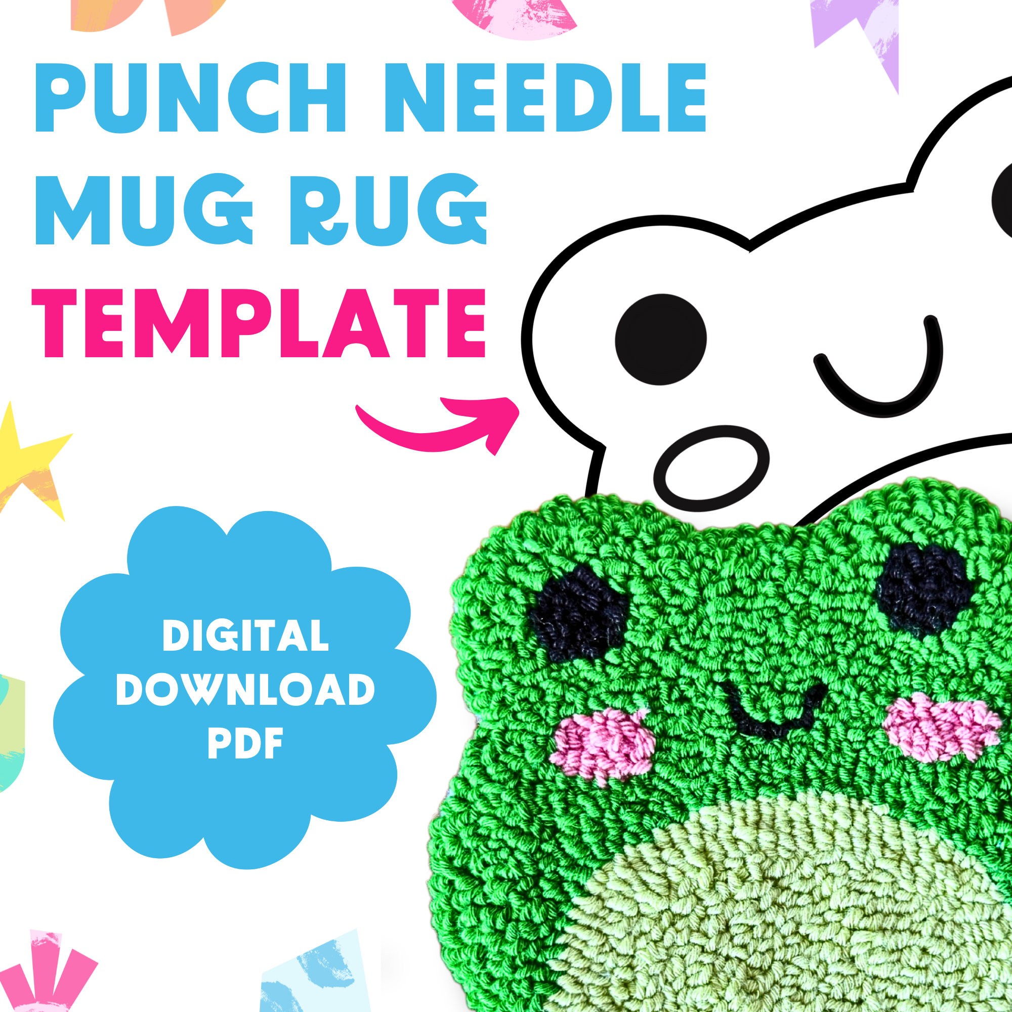 DIGITAL DOWNLOAD: Froggy Mug Rug Template