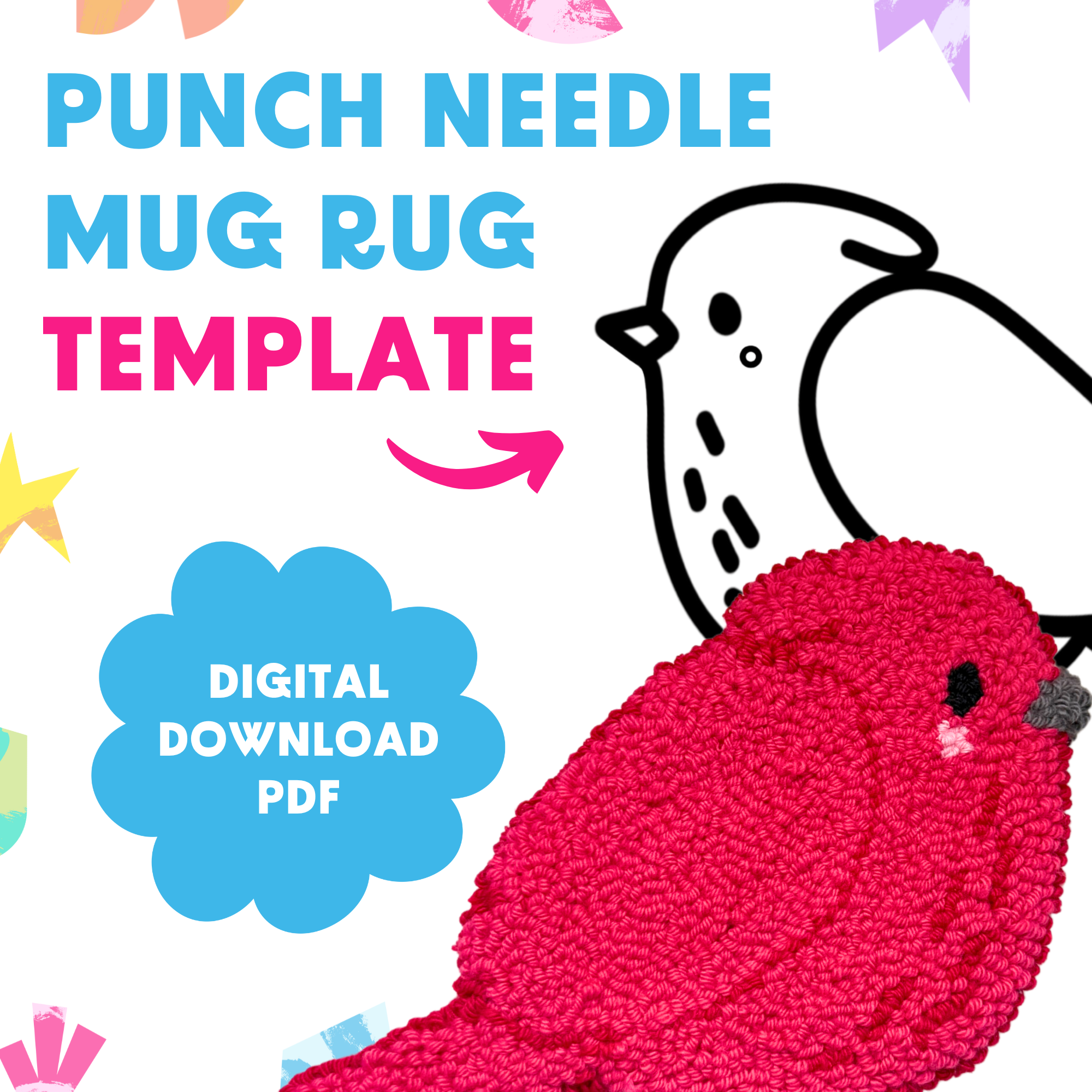 DIGITAL DOWNLOAD: Bird Mug Rug Template