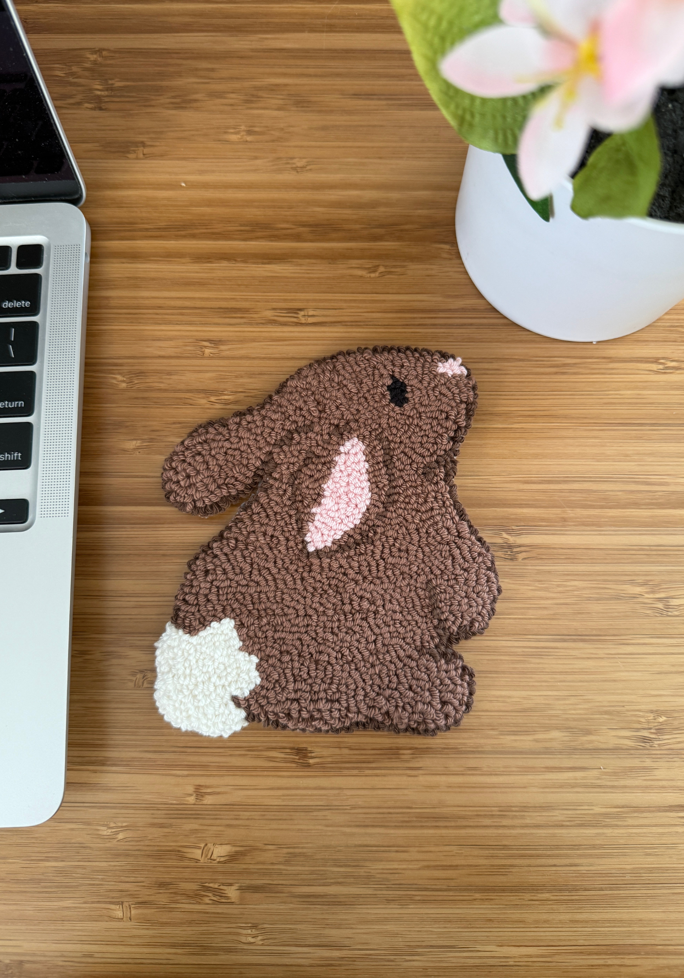 Brown Bunny Mug Rug