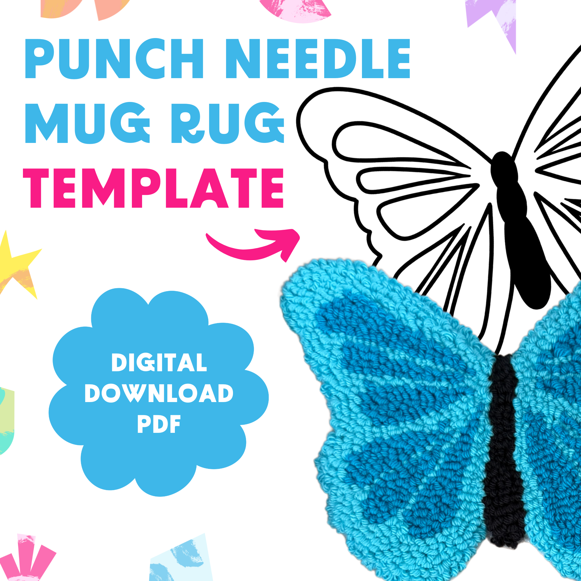 DIGITAL DOWNLOAD: Butterfly Mug Rug Template