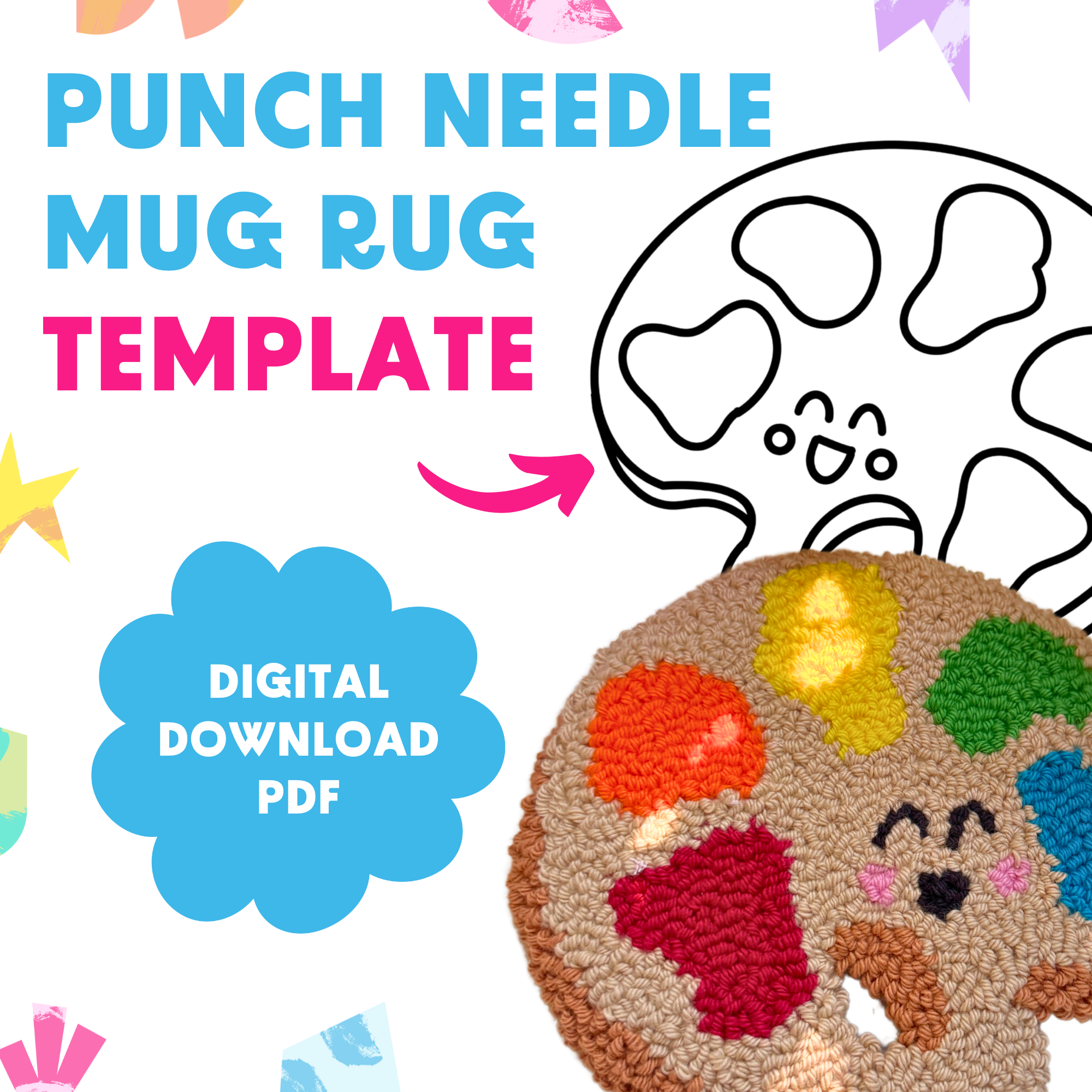 DIGITAL DOWNLOAD: Paint Palette Mug Rug Template