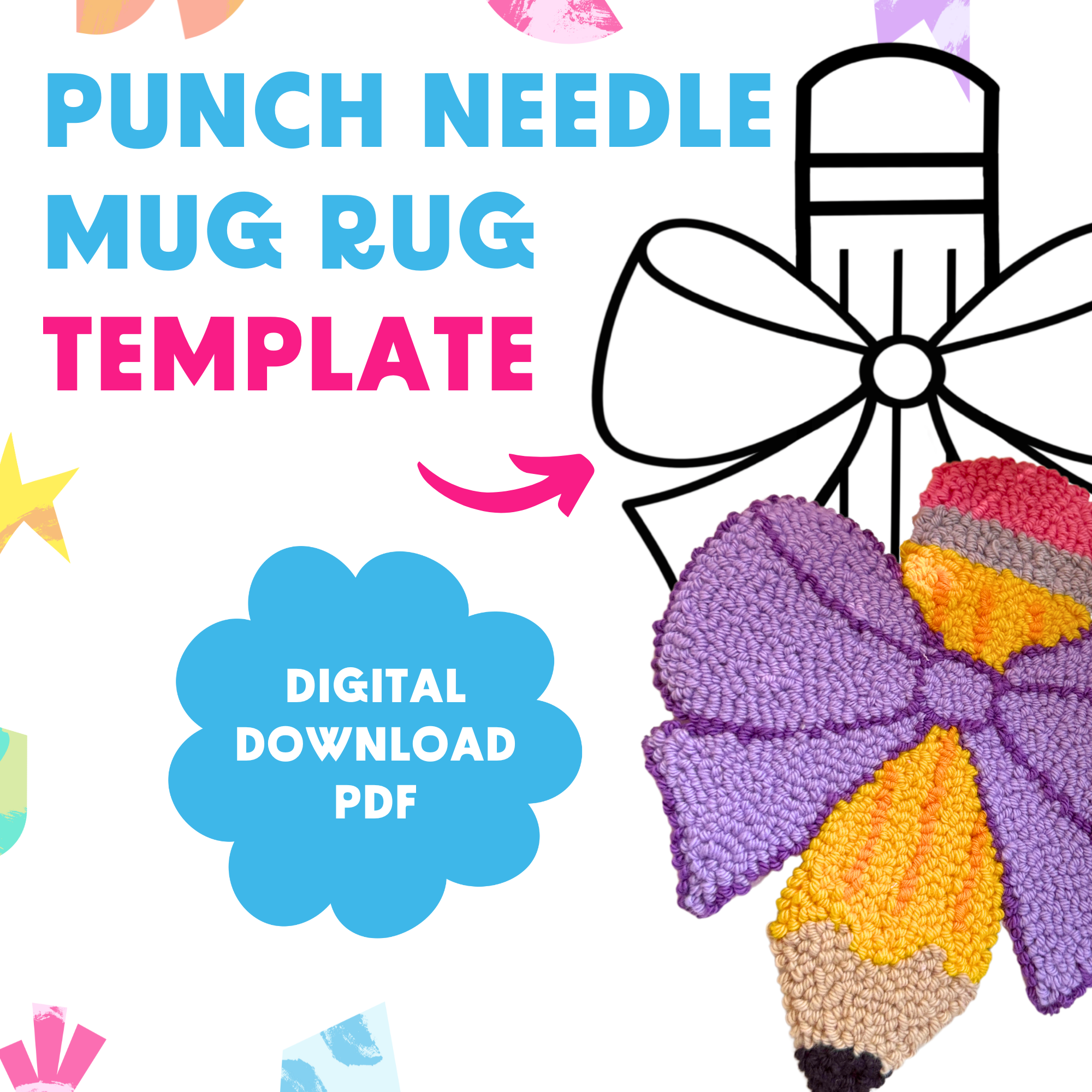 DIGITAL DOWNLOAD: Coquette Pencil Mug Rug Template