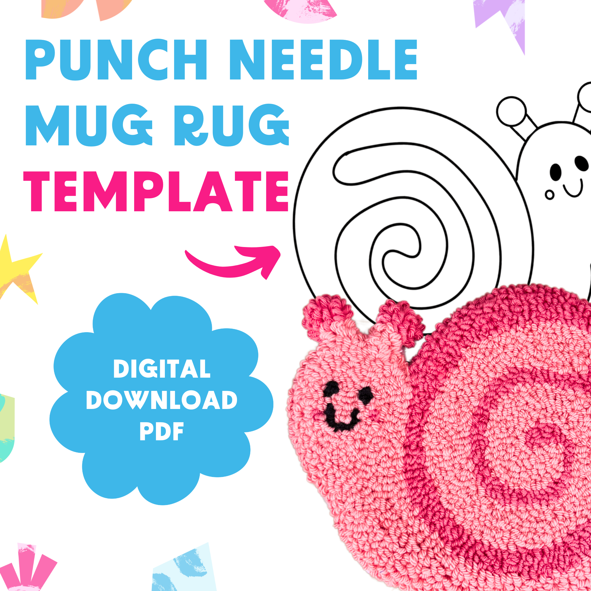 DIGITAL DOWNLOAD: Snail Mug Rug Template