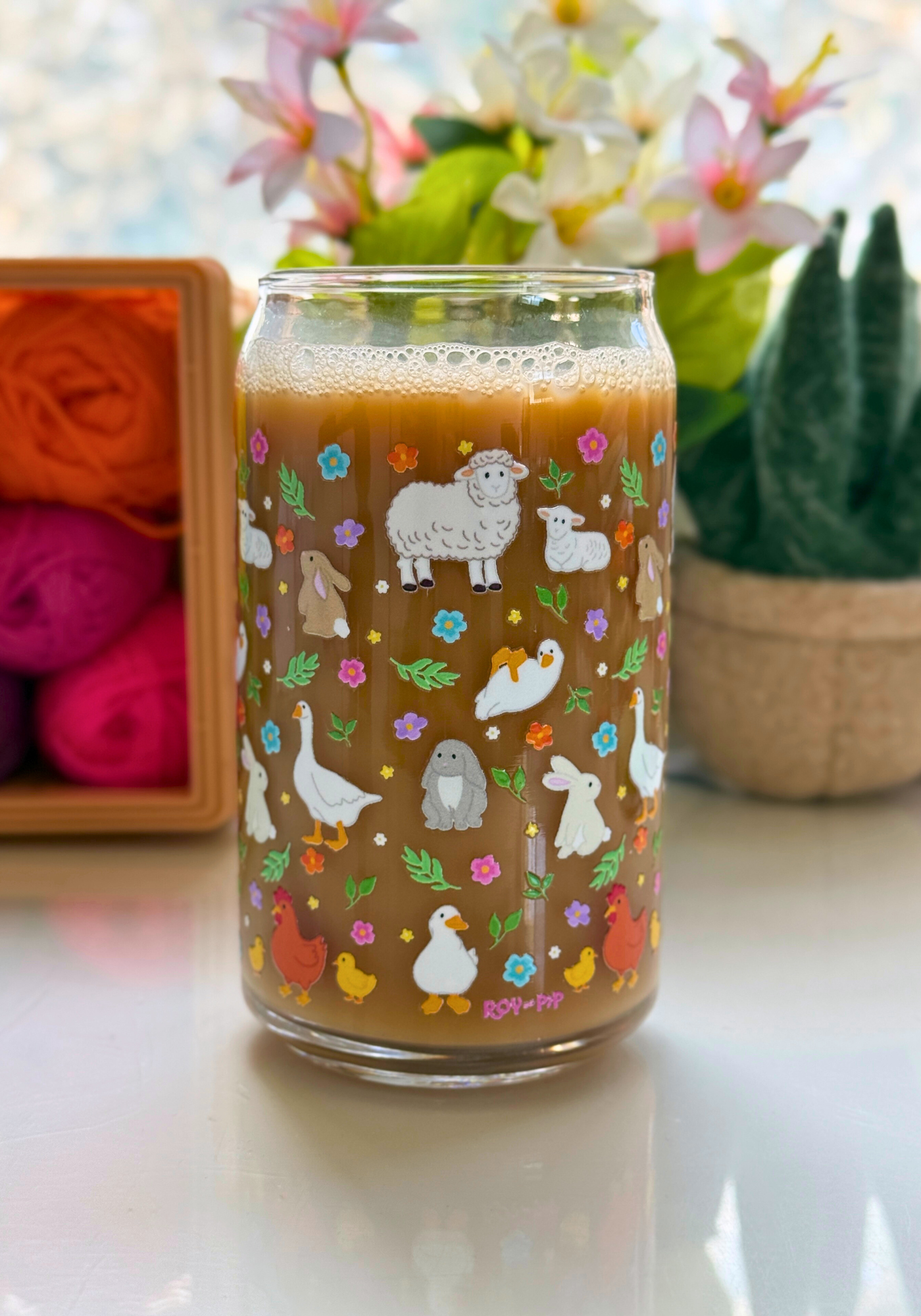 Spring Creatures Glass Can