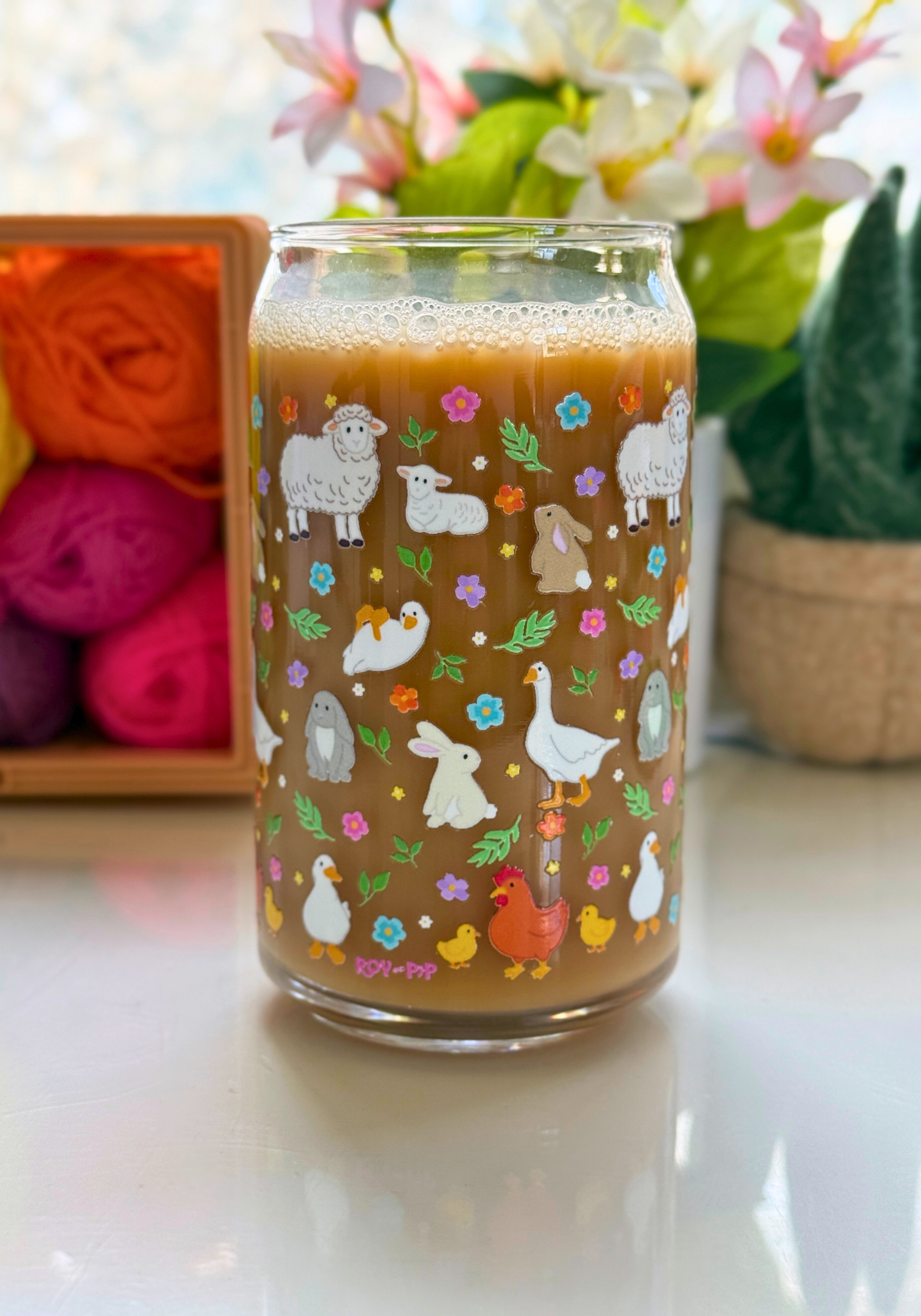 Spring Creatures Glass Can