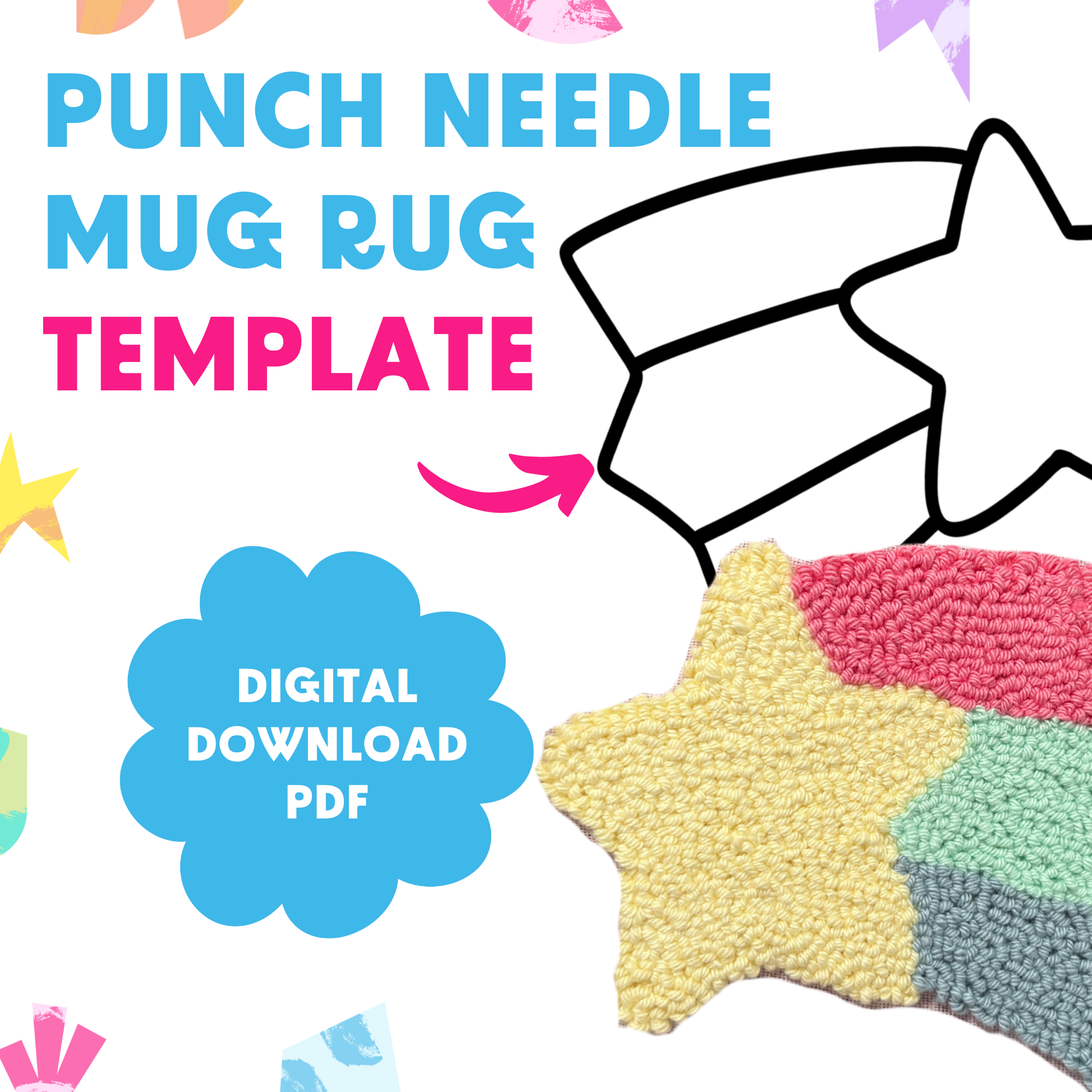 DIGITAL DOWNLOAD: Shooting Star Mug Rug Template
