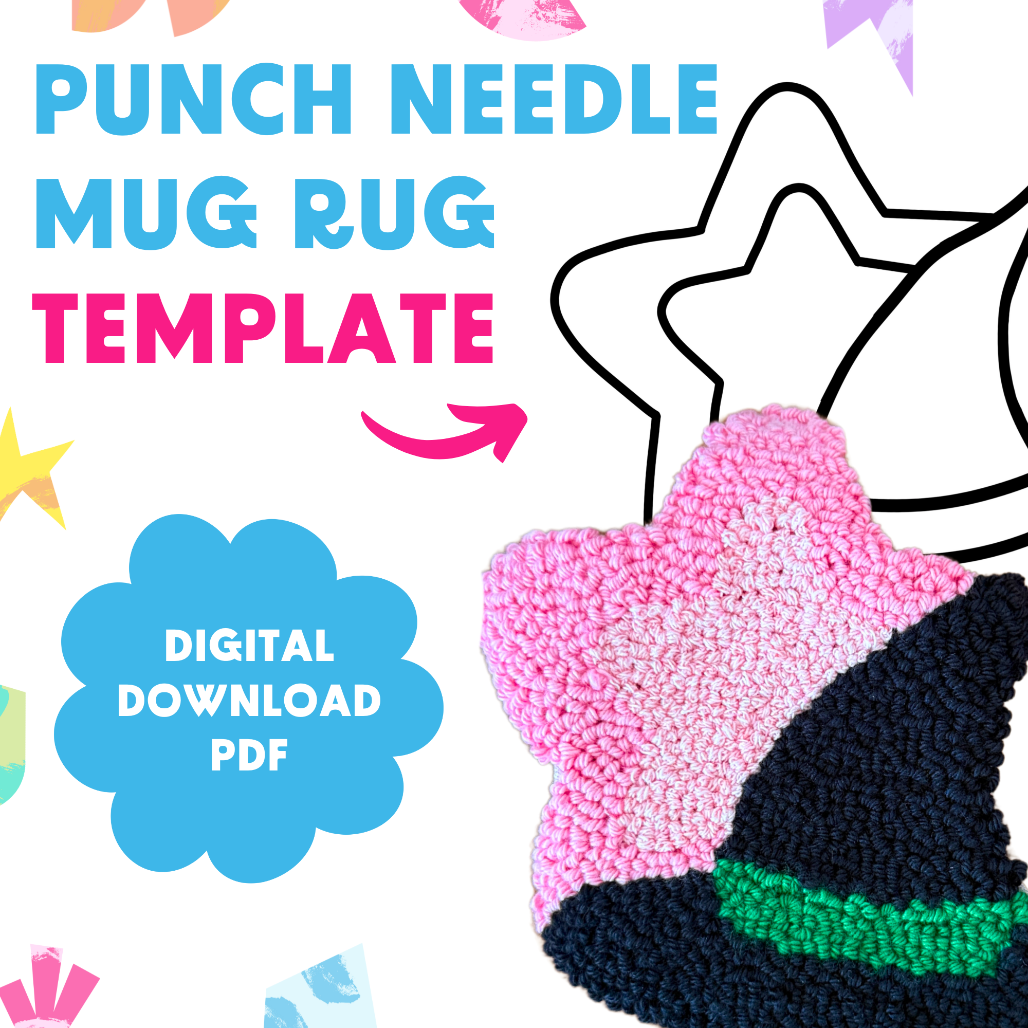 DIGITAL DOWNLOAD: Witch Musical Mug Rug Template