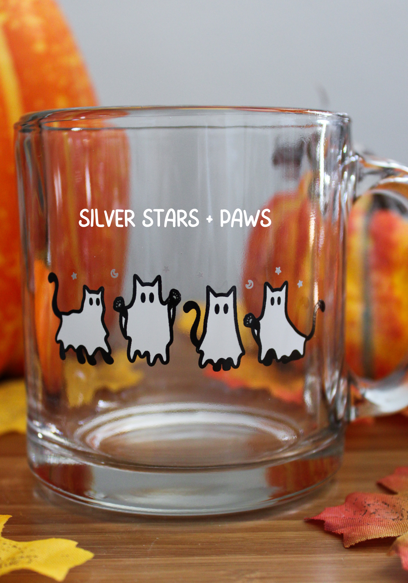 Tiny Ghost Cat Glass Mug