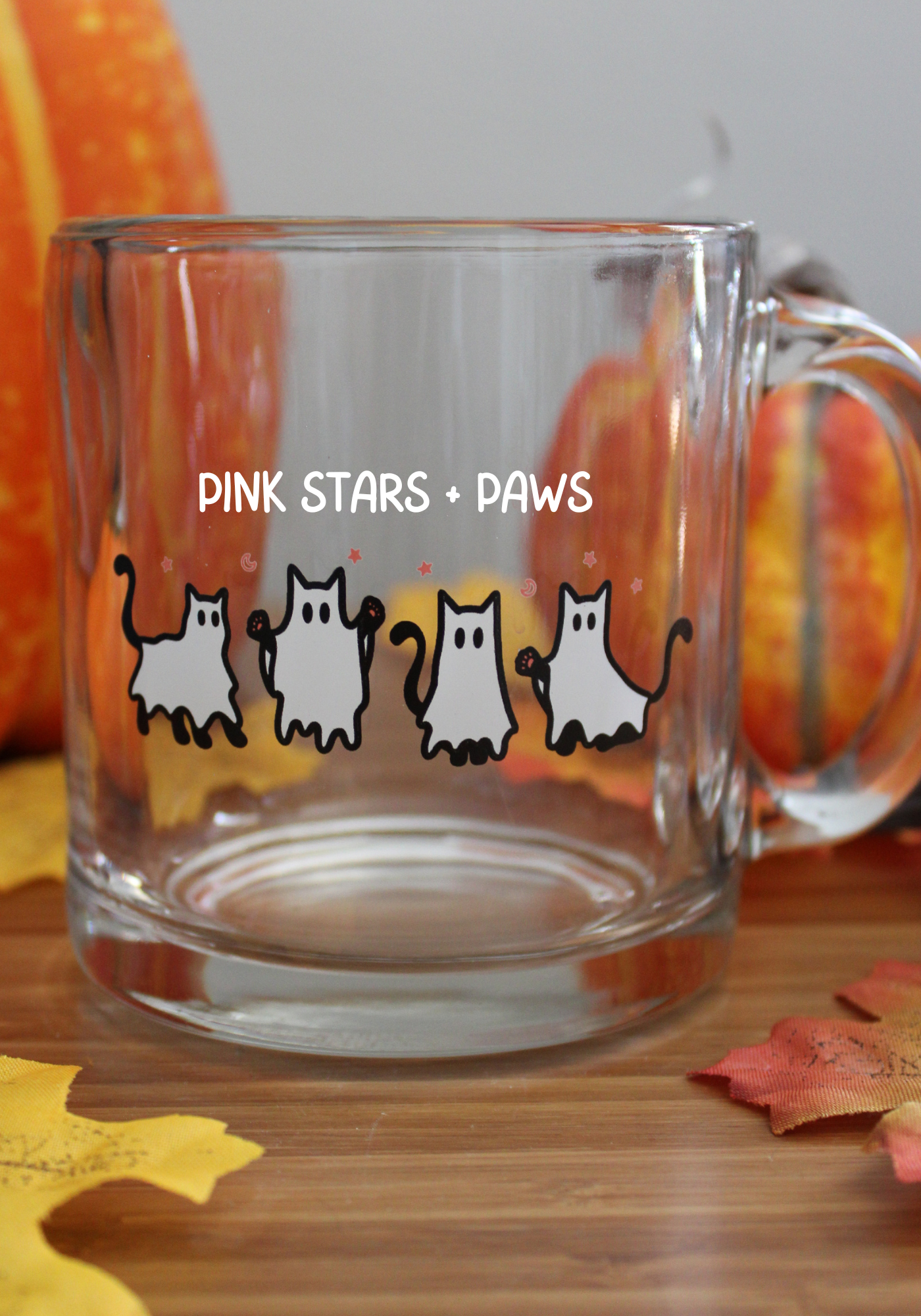 Tiny Ghost Cat Glass Mug