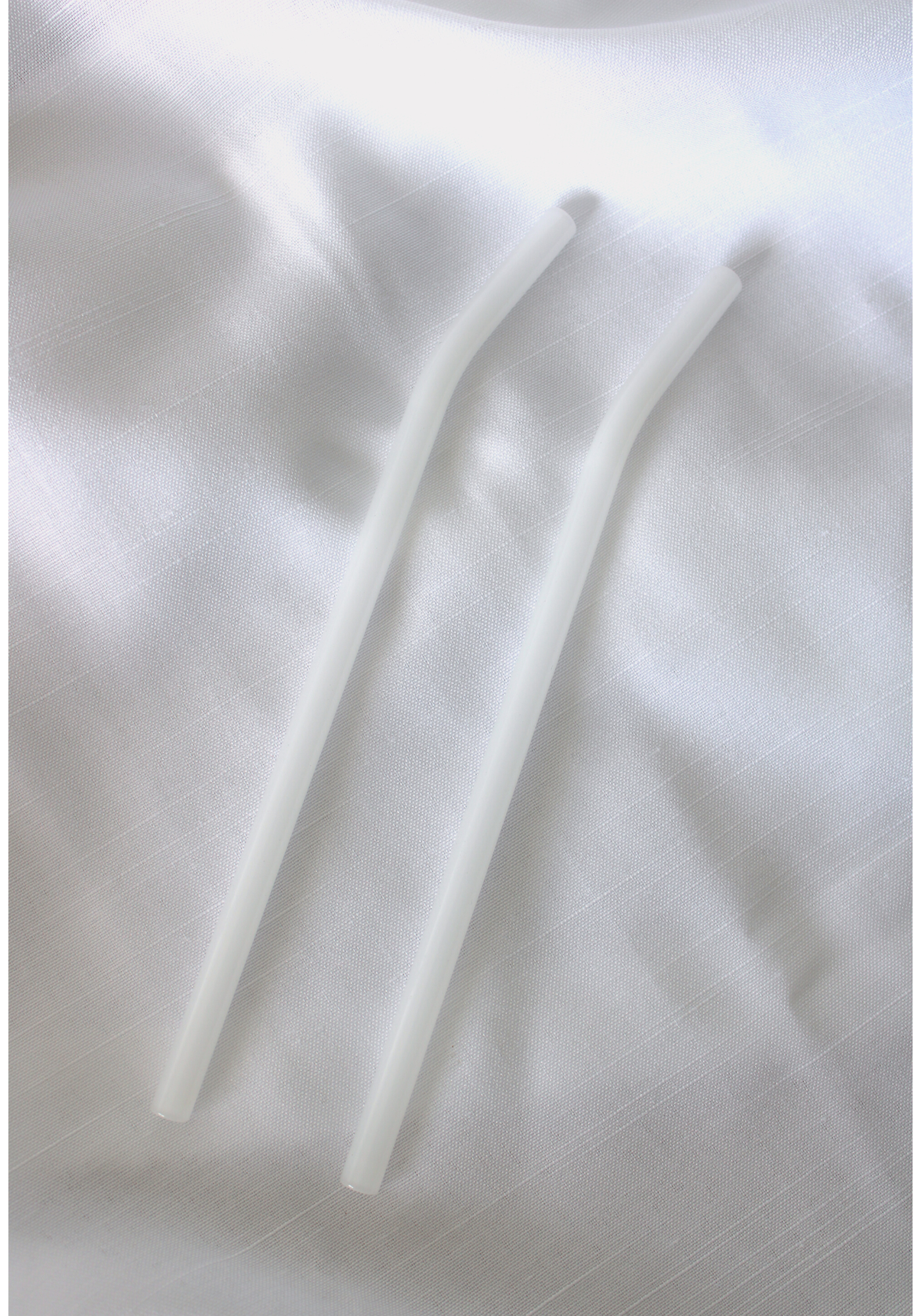 Single White Jade Bent Reusable Glass Drinking Straw