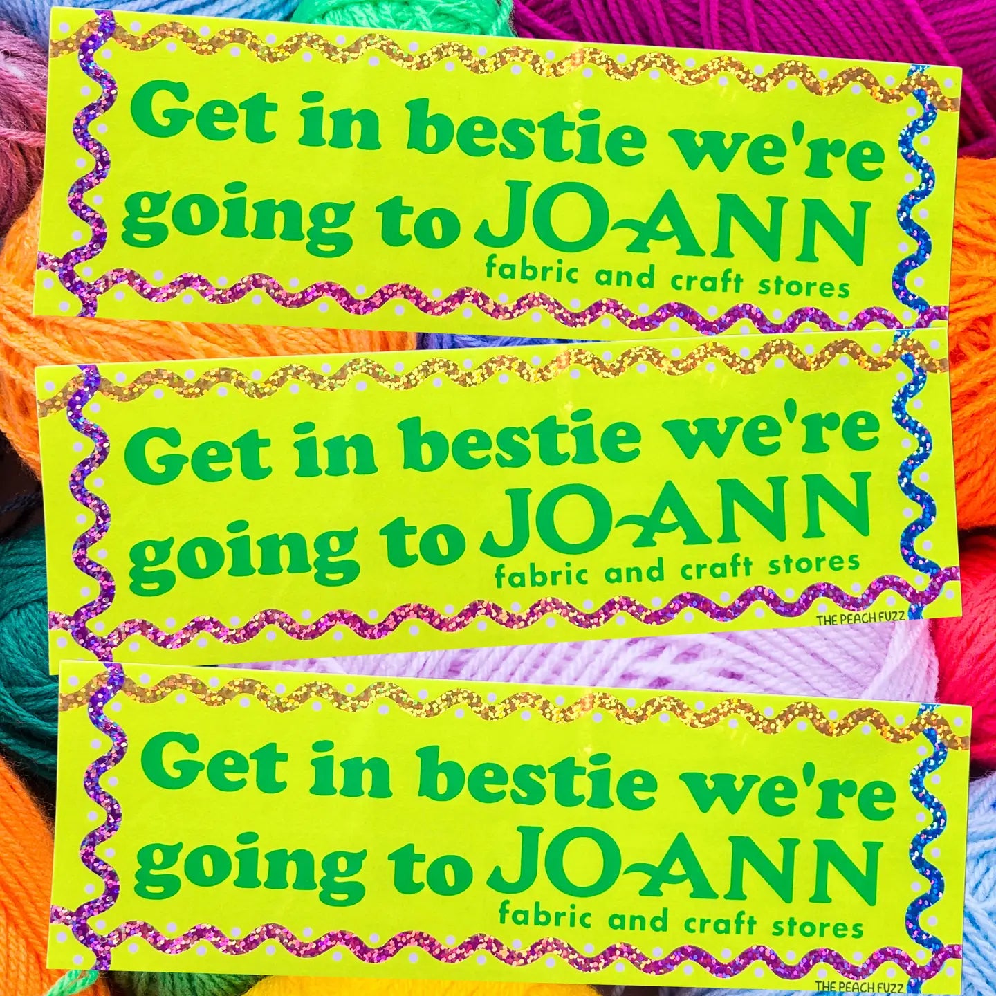 Joanns Run Bestie Glitter Bumper Sticker