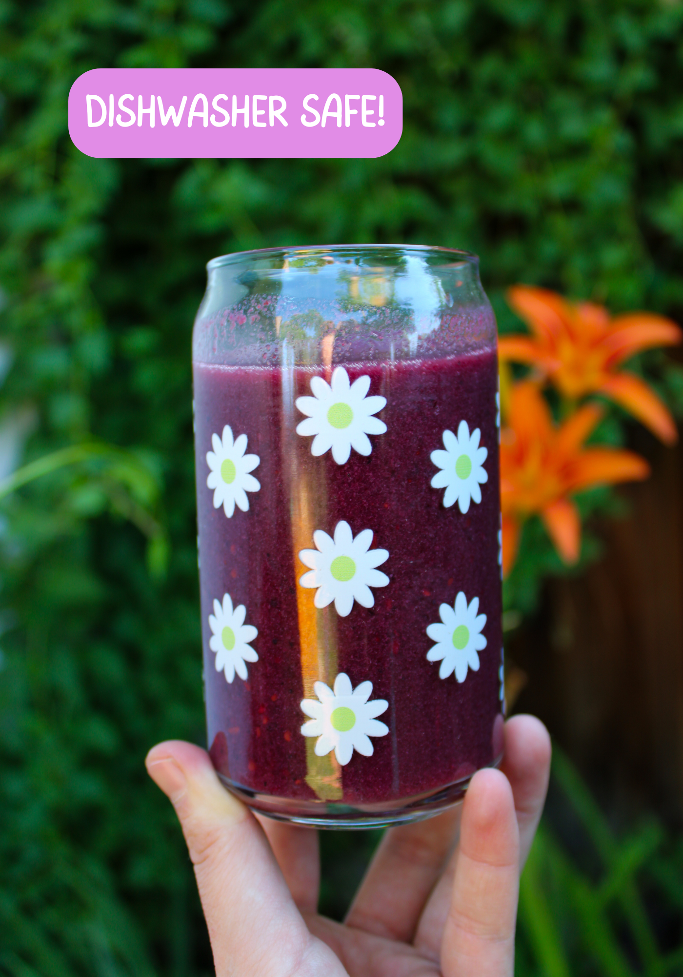 Small Daisies Glass Can