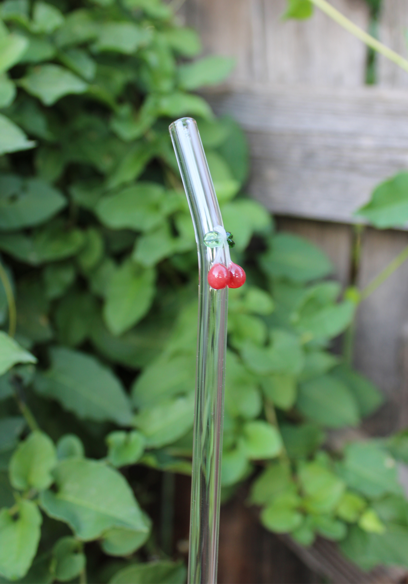 Cherry Reusable Glass Drinking Straw