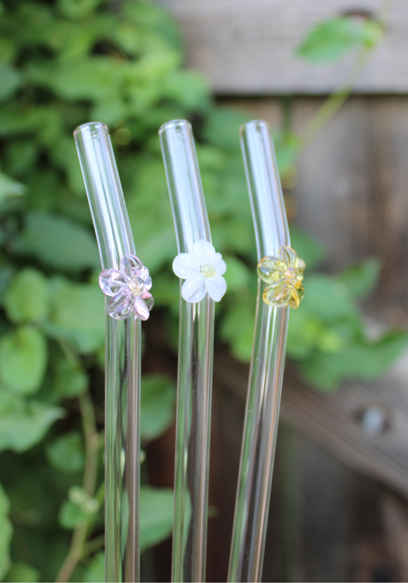 Daisy Reusable Glass Drinking Straw