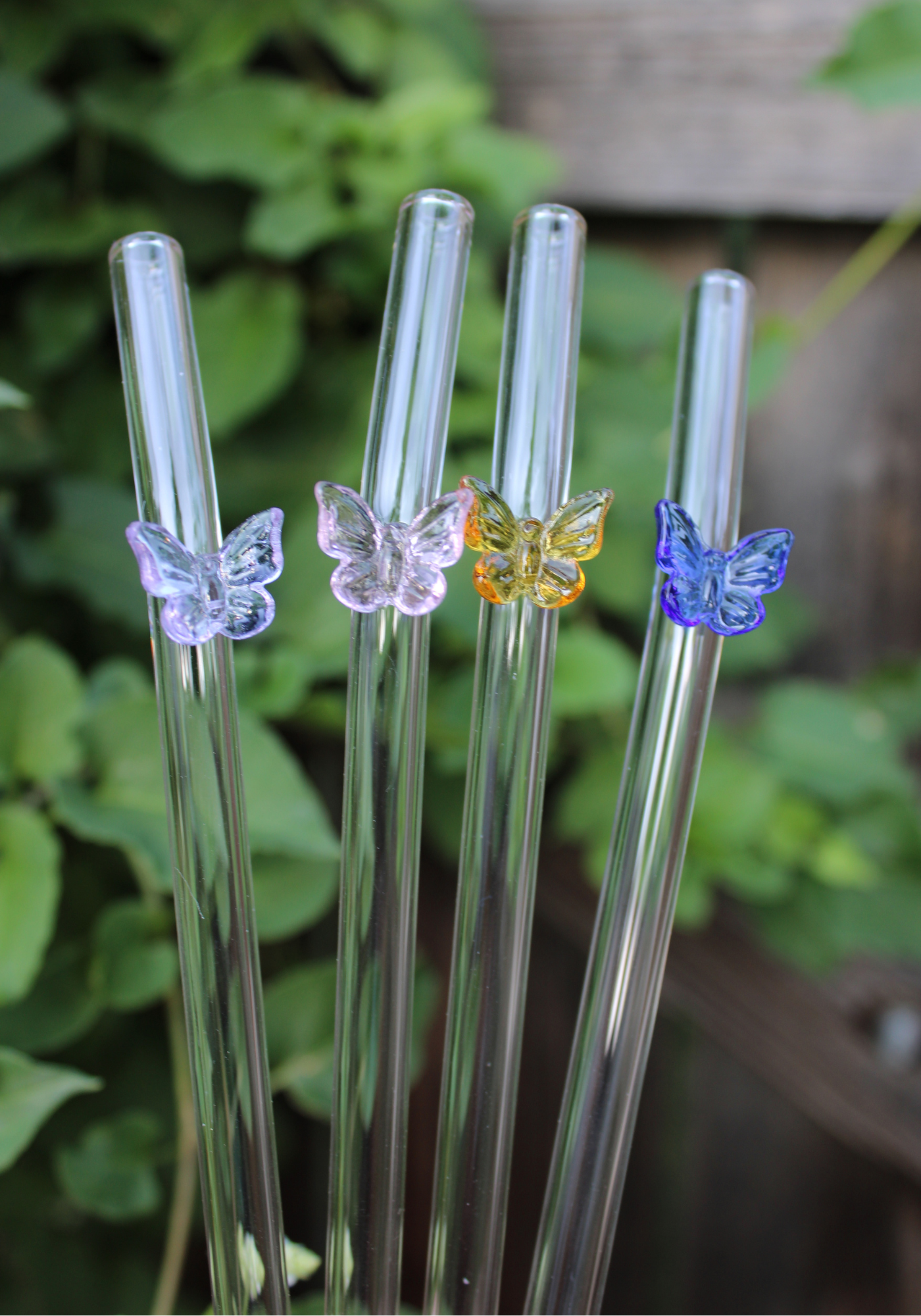 Butterfly Reusable Glass Drinking Straw