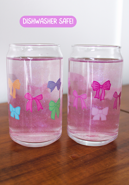 Dainty Bows Glass Can