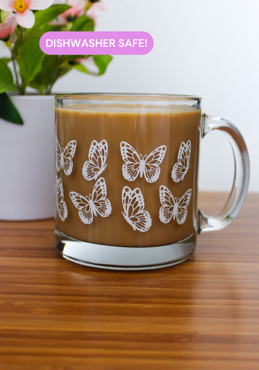 Fluttering Butterflies Glass Mug