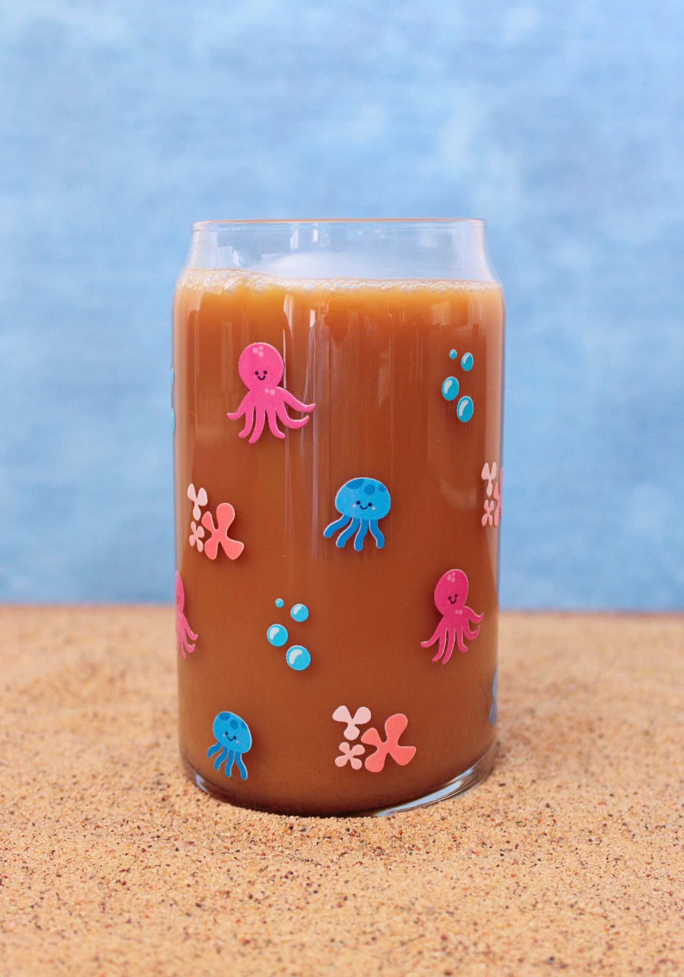 Octopus and Jellyfish Glass Can