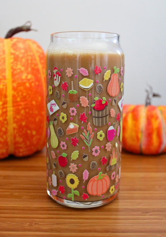 Large Cozy Autumn Glass Can