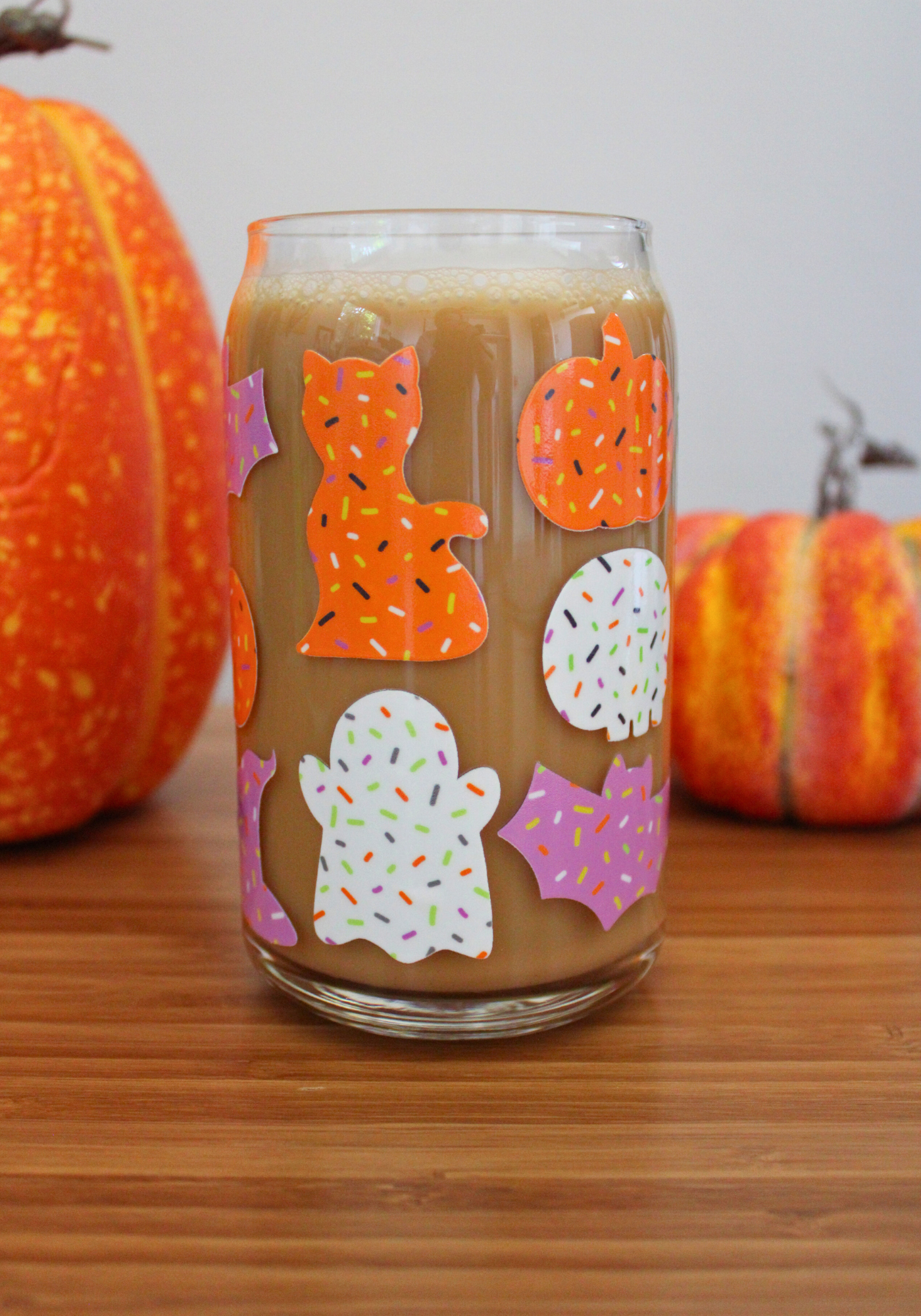 Frosted Halloween Cookies Glass Can