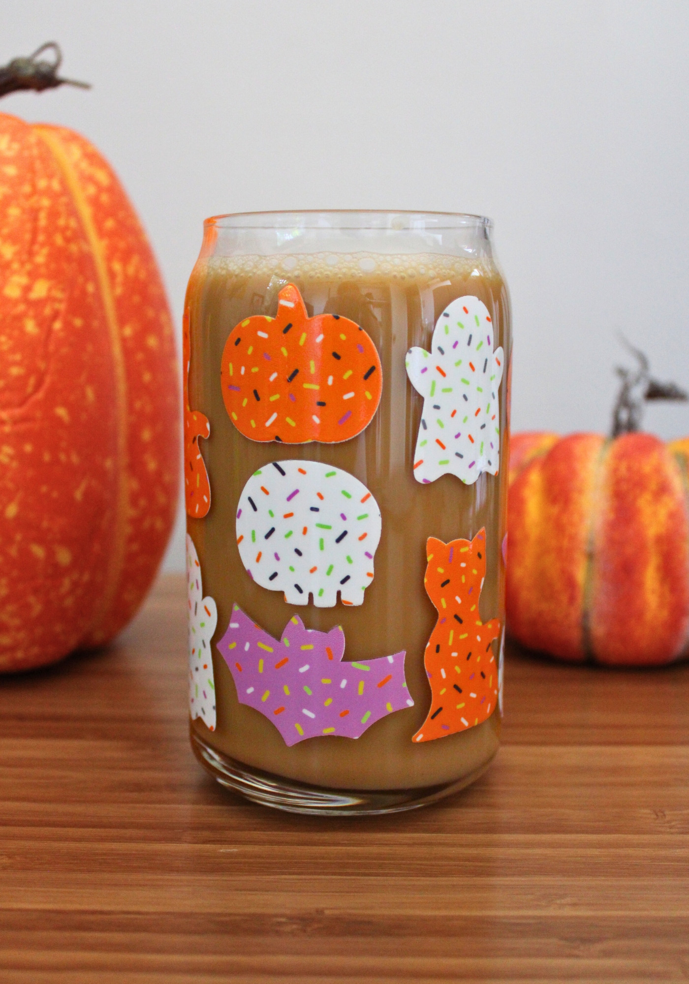 Frosted Halloween Cookies Glass Can