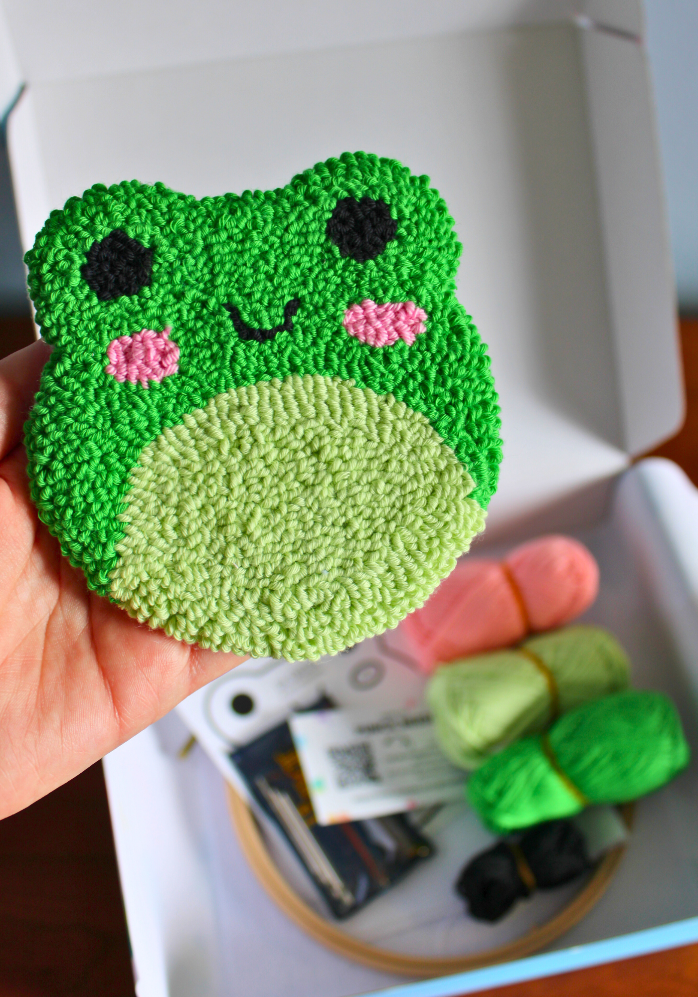 Froggy Mug Rug Punch Needle Kit