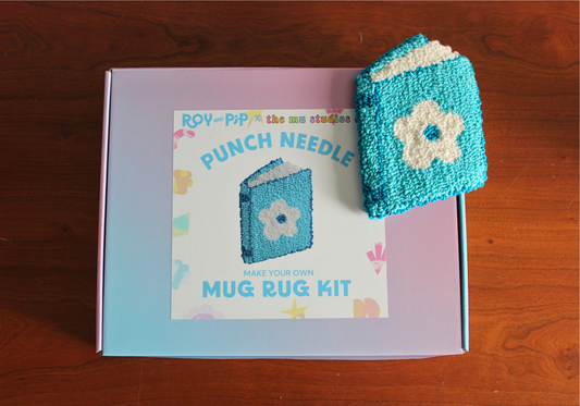 Blue Book Mug Rug Punch Needle Kit