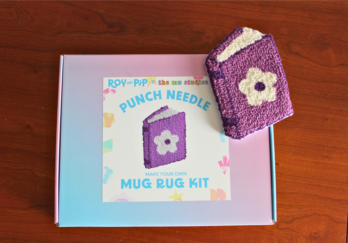 Purple Book Mug Rug Punch Needle Kit