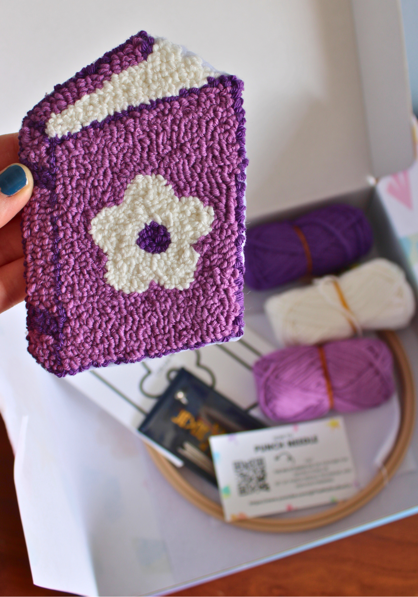 Purple Book Mug Rug Punch Needle Kit