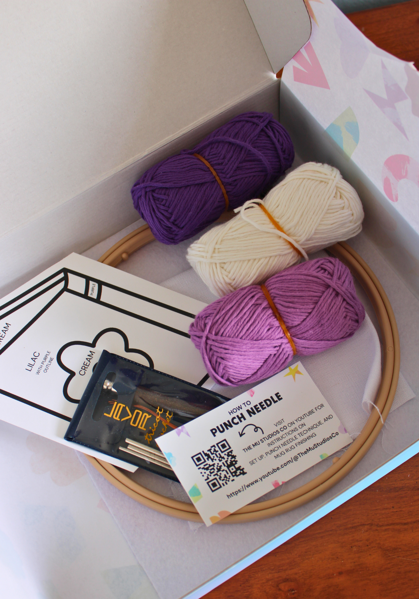 Purple Book Mug Rug Punch Needle Kit