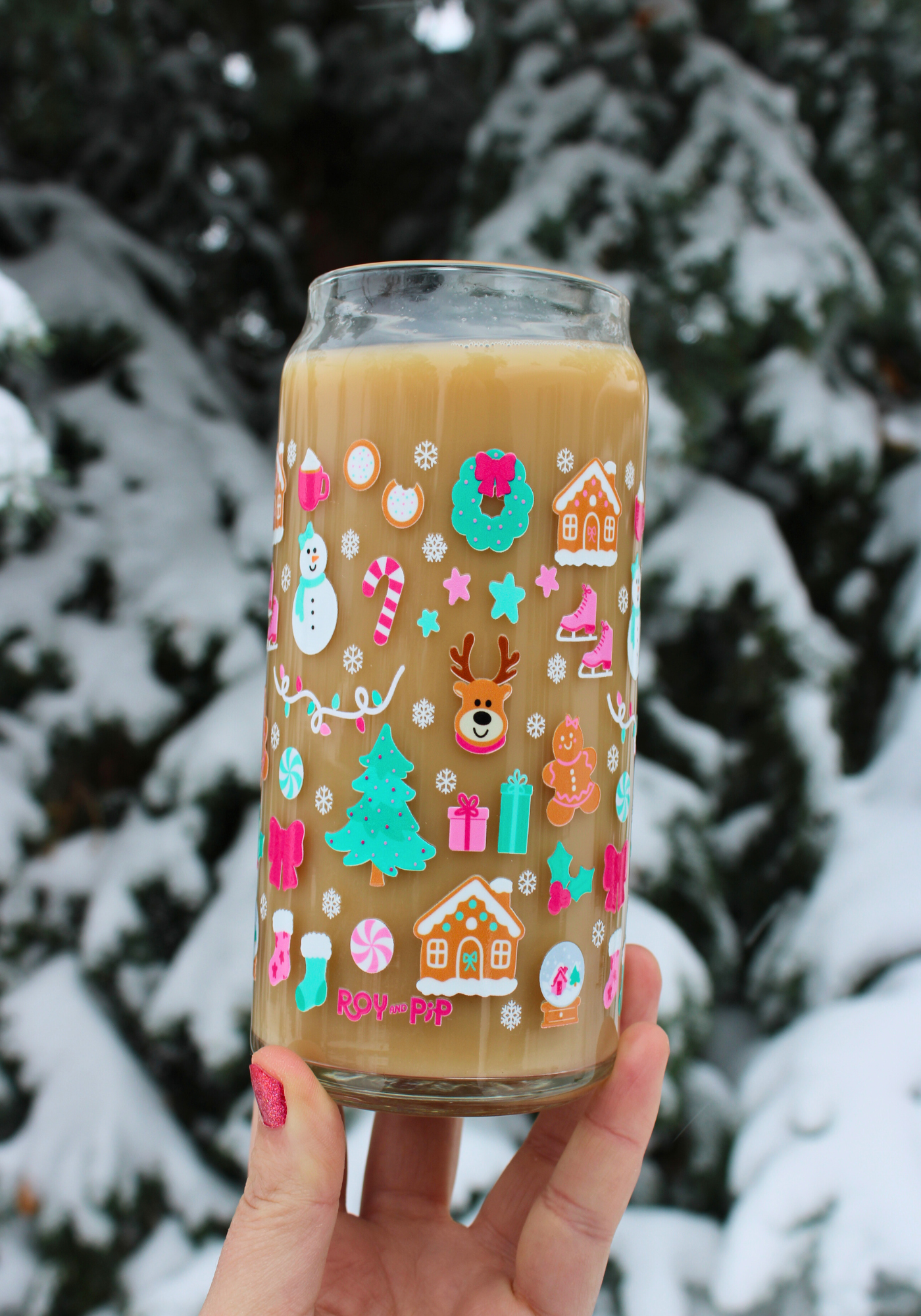 Large Merry Pinkmas Glass Can 🎀