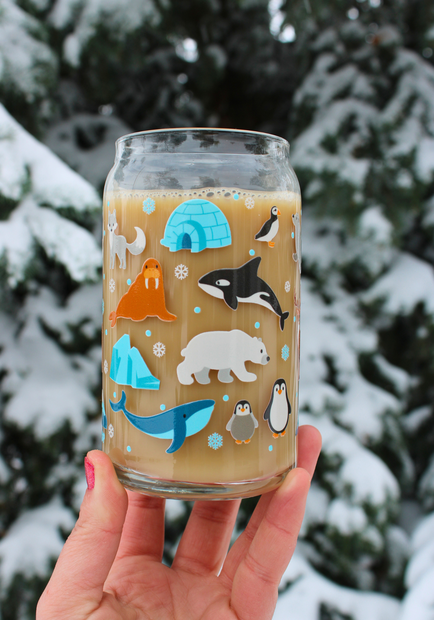 Arctic Animals Glass Can