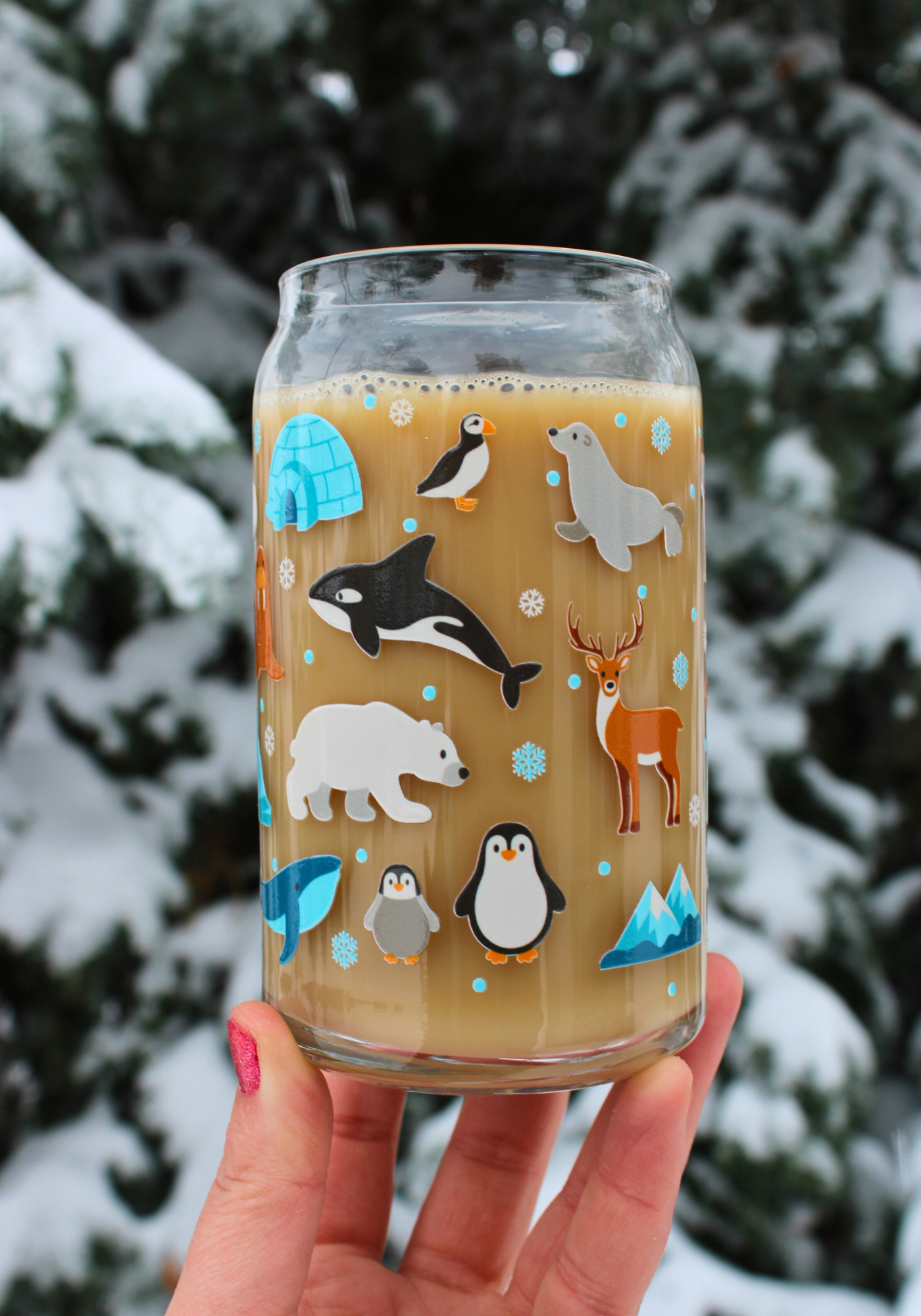 Arctic Animals Glass Can