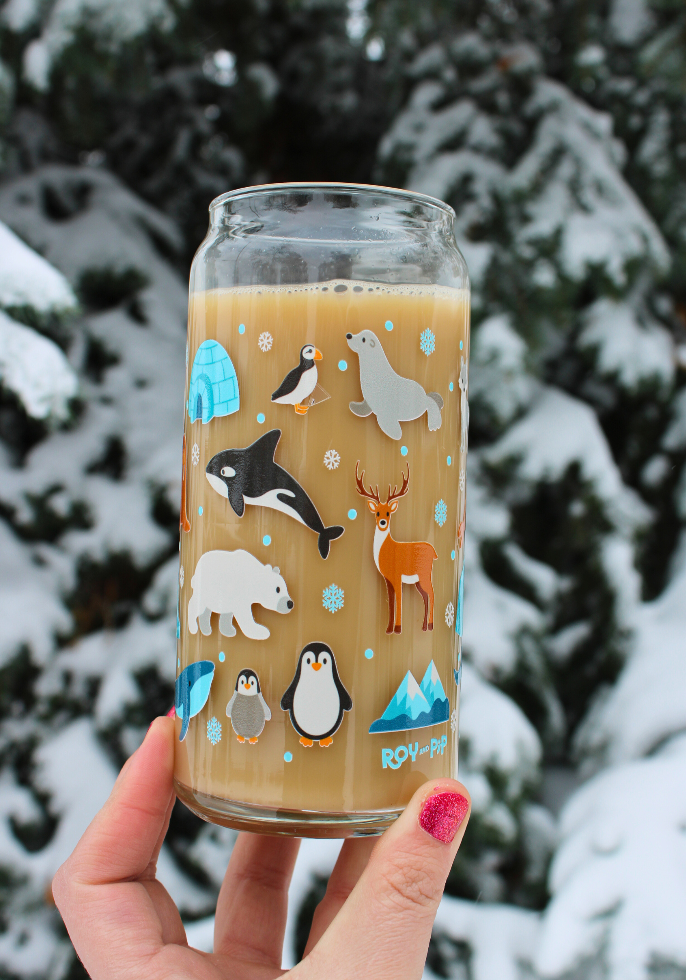 Large Arctic Animals Glass Can