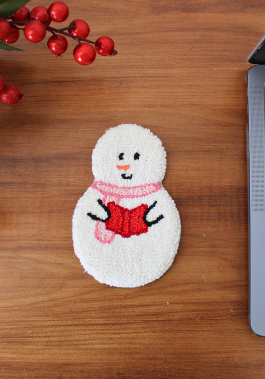 Reading Snowman Mug Rug