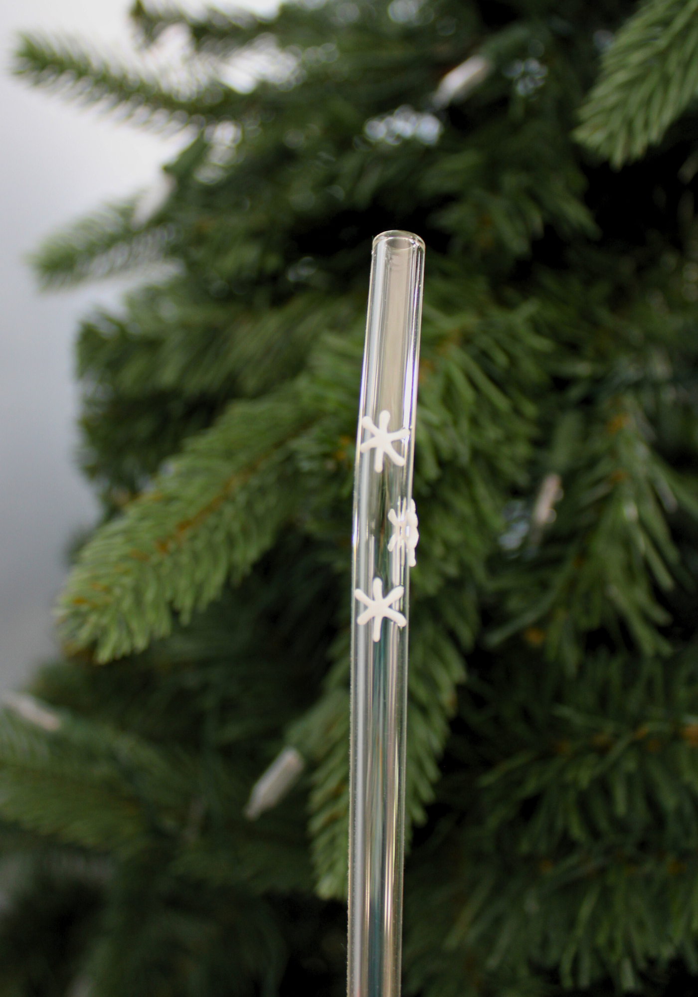 Snowflake Reusable Glass Drinking Straw