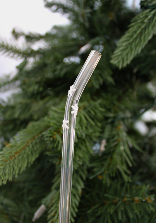 Snowflake Reusable Glass Drinking Straw