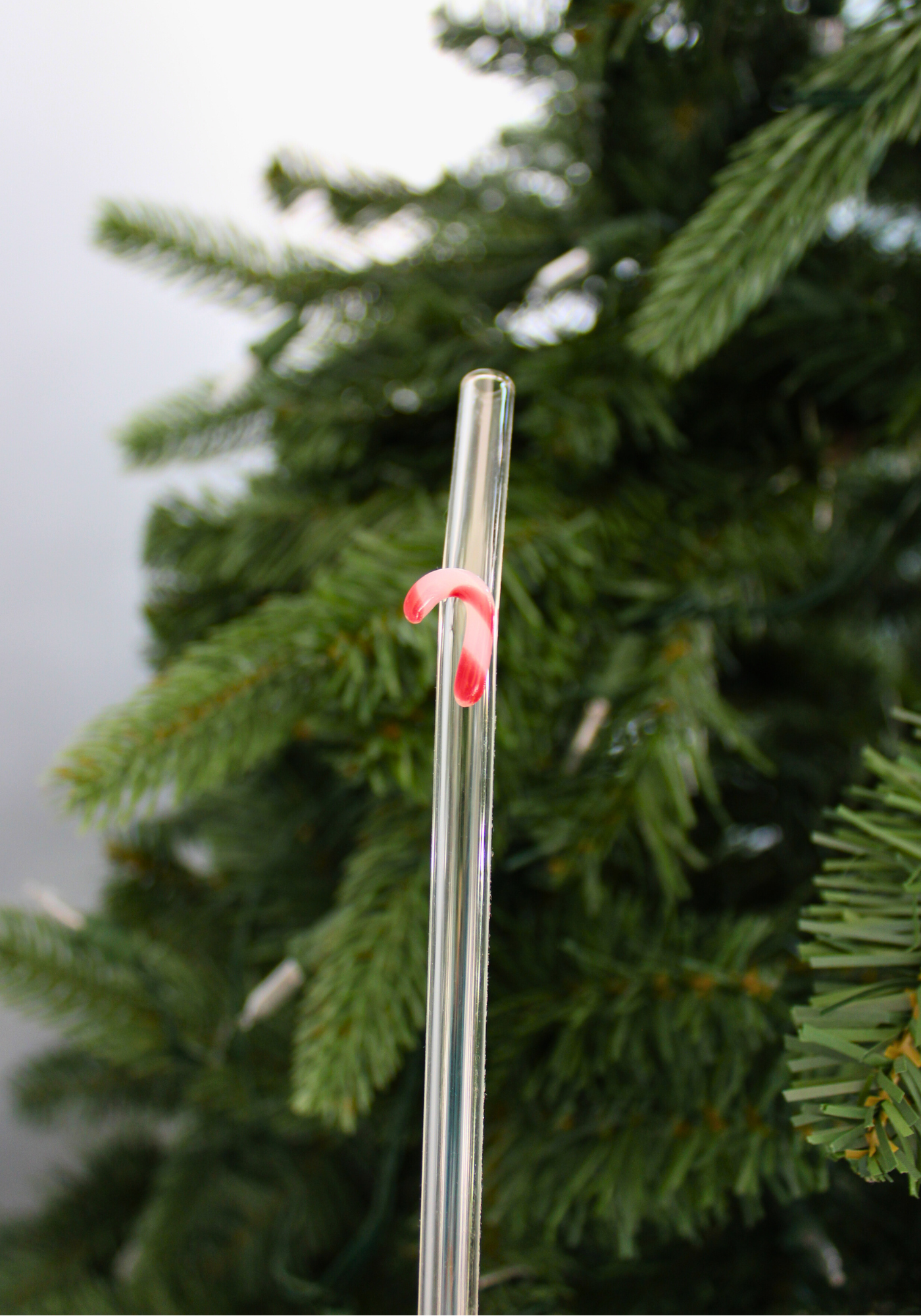 Candy Cane Reusable Glass Drinking Straw