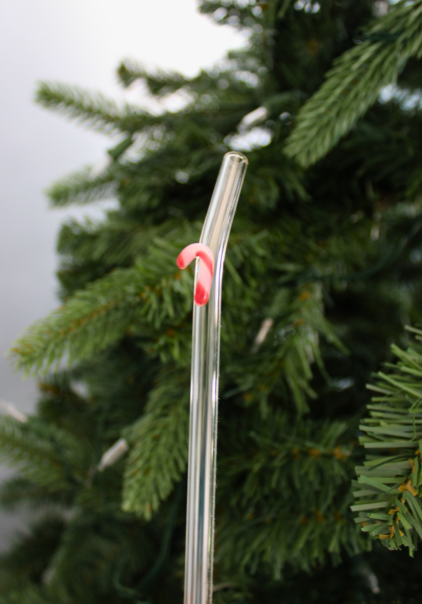 Candy Cane Reusable Glass Drinking Straw