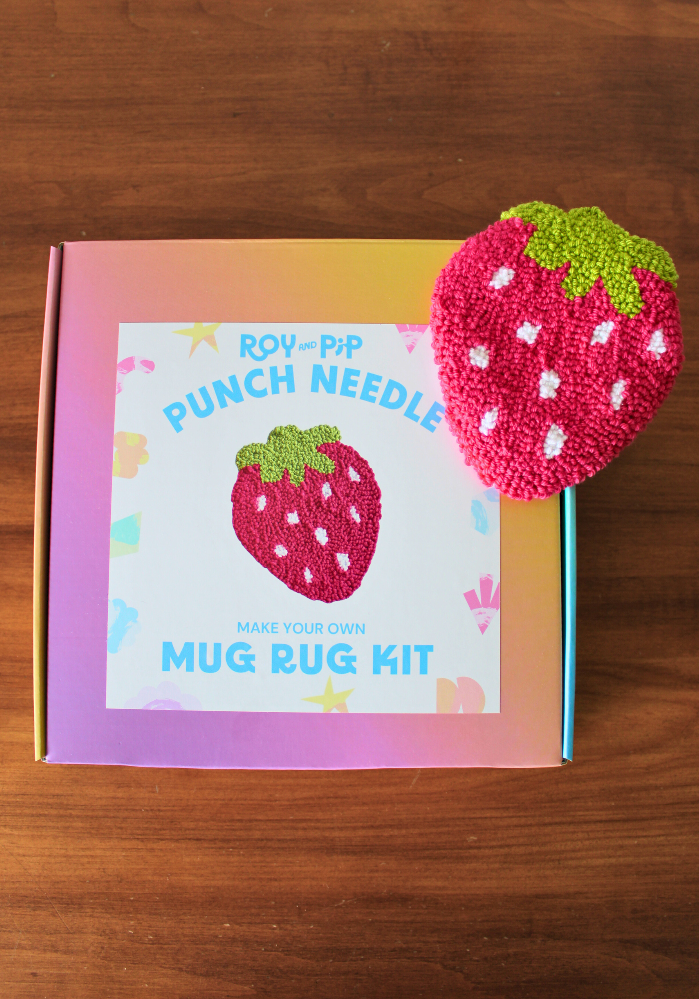 Strawberry Mug Rug Punch Needle Kit