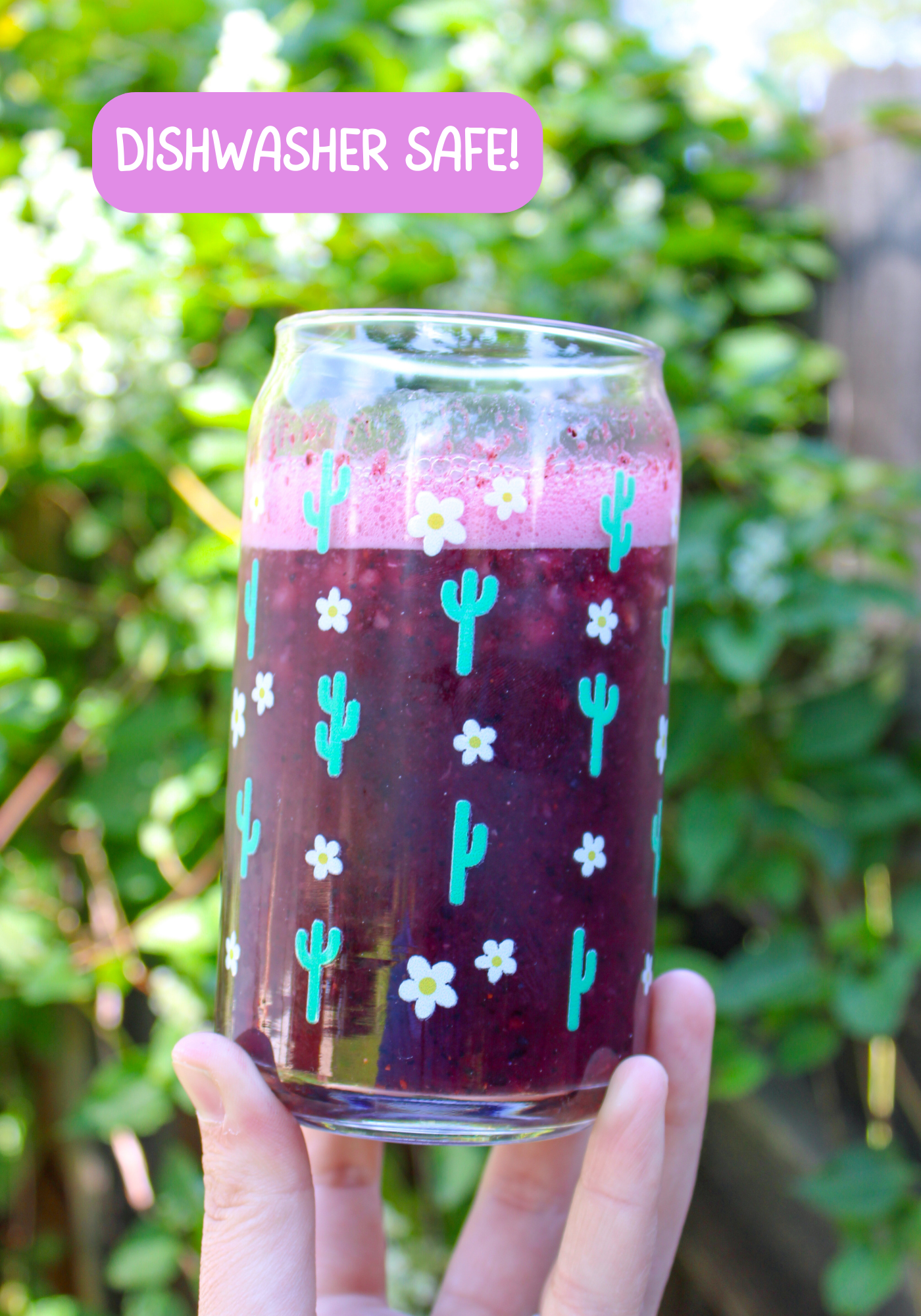 Tiny Cacti Blossom Glass Can