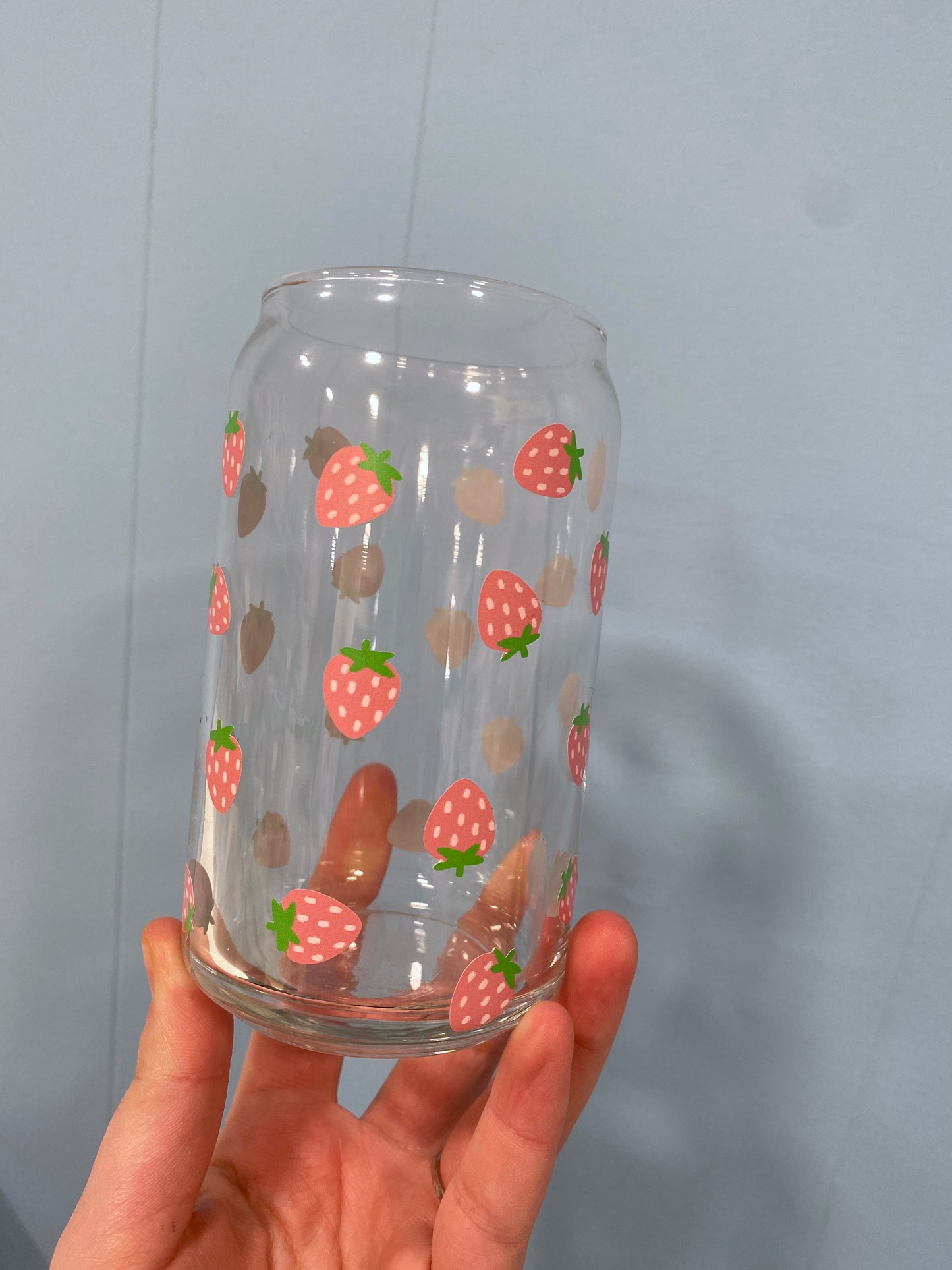 Strawberries Glass Can