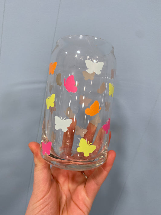 Bright Butterfly Glass Can