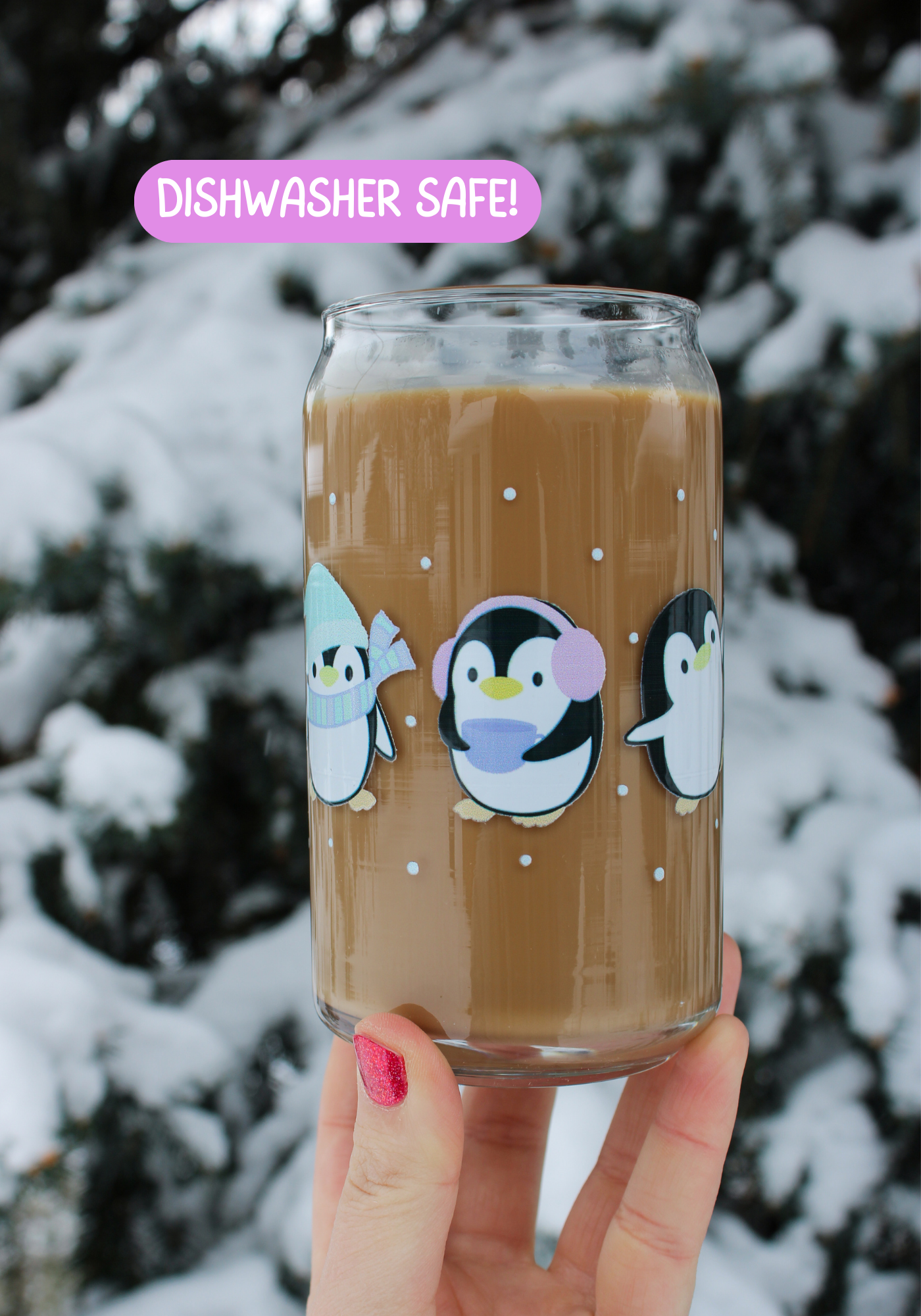 Playful Penguins Glass Can❄️