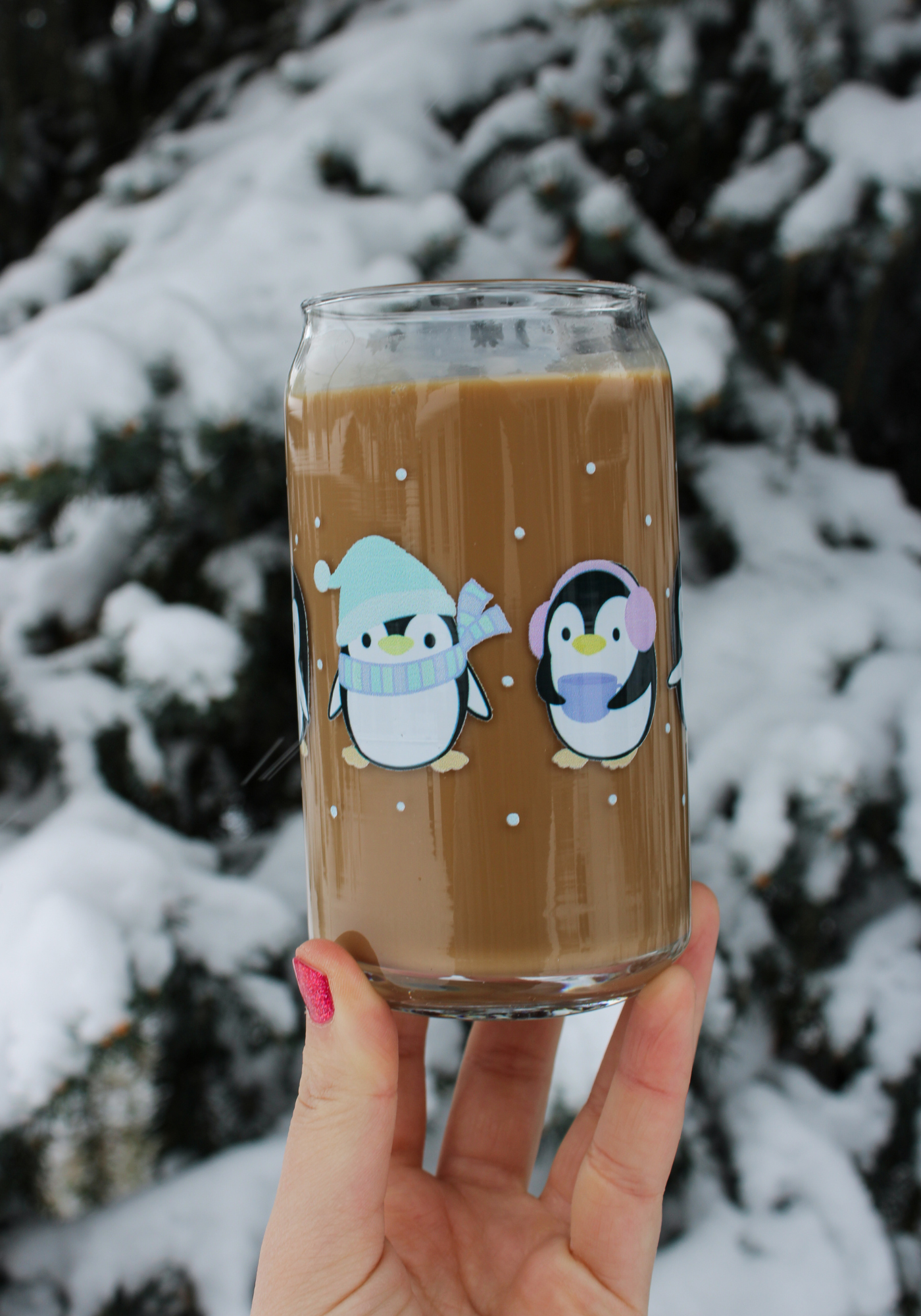 Playful Penguins Glass Can❄️