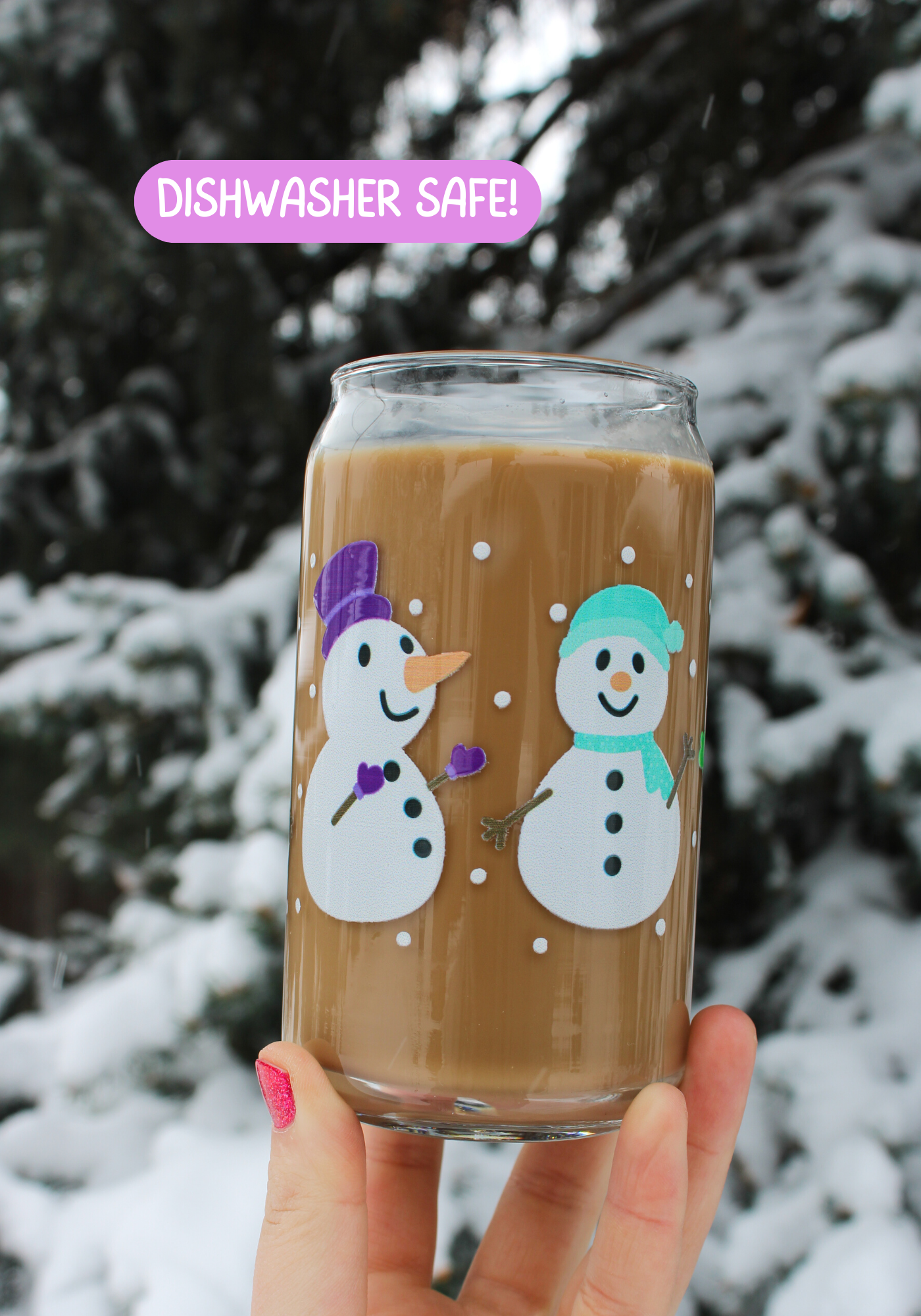 Snowmen Glass Can❄️